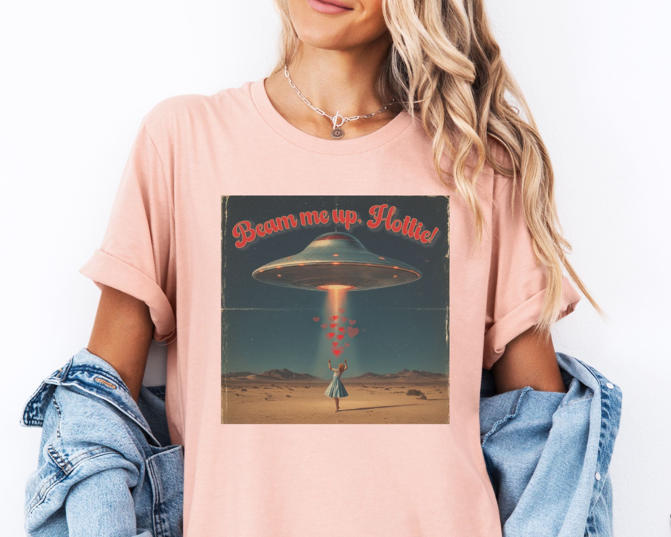 Beam Me Up, Hottie Valentine Tshirt | Star Trek pun for fun Valentine's gift | Sci-fi star crossed lovers top | Abducted by Love Shirt