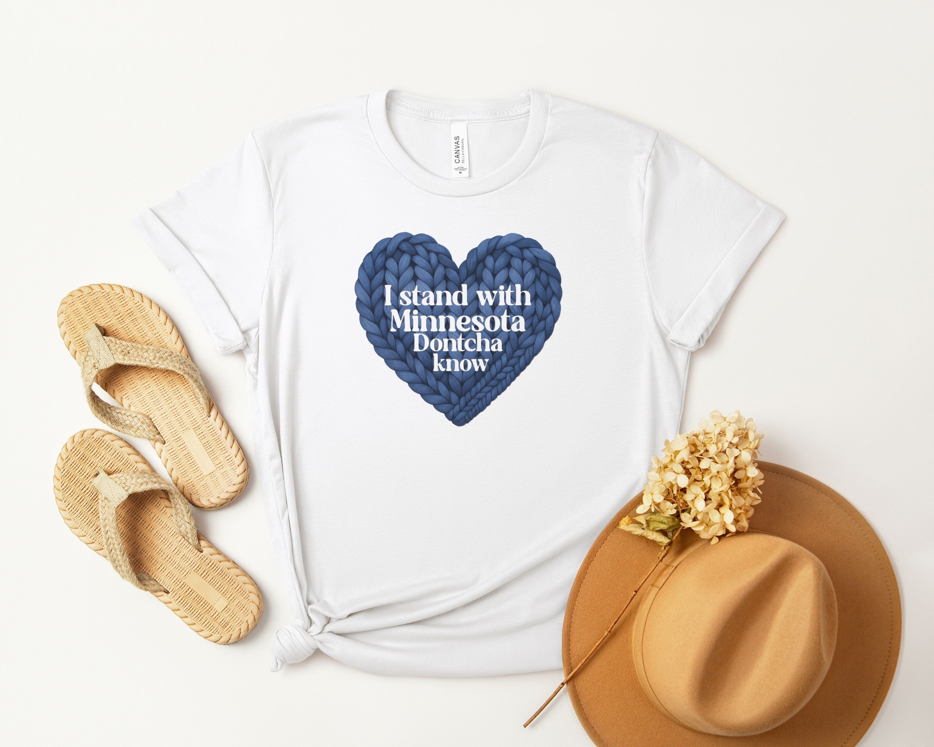 I Stand With Minnesota Dontcha Know T-Shirt | Knit Heart Graphic Tee