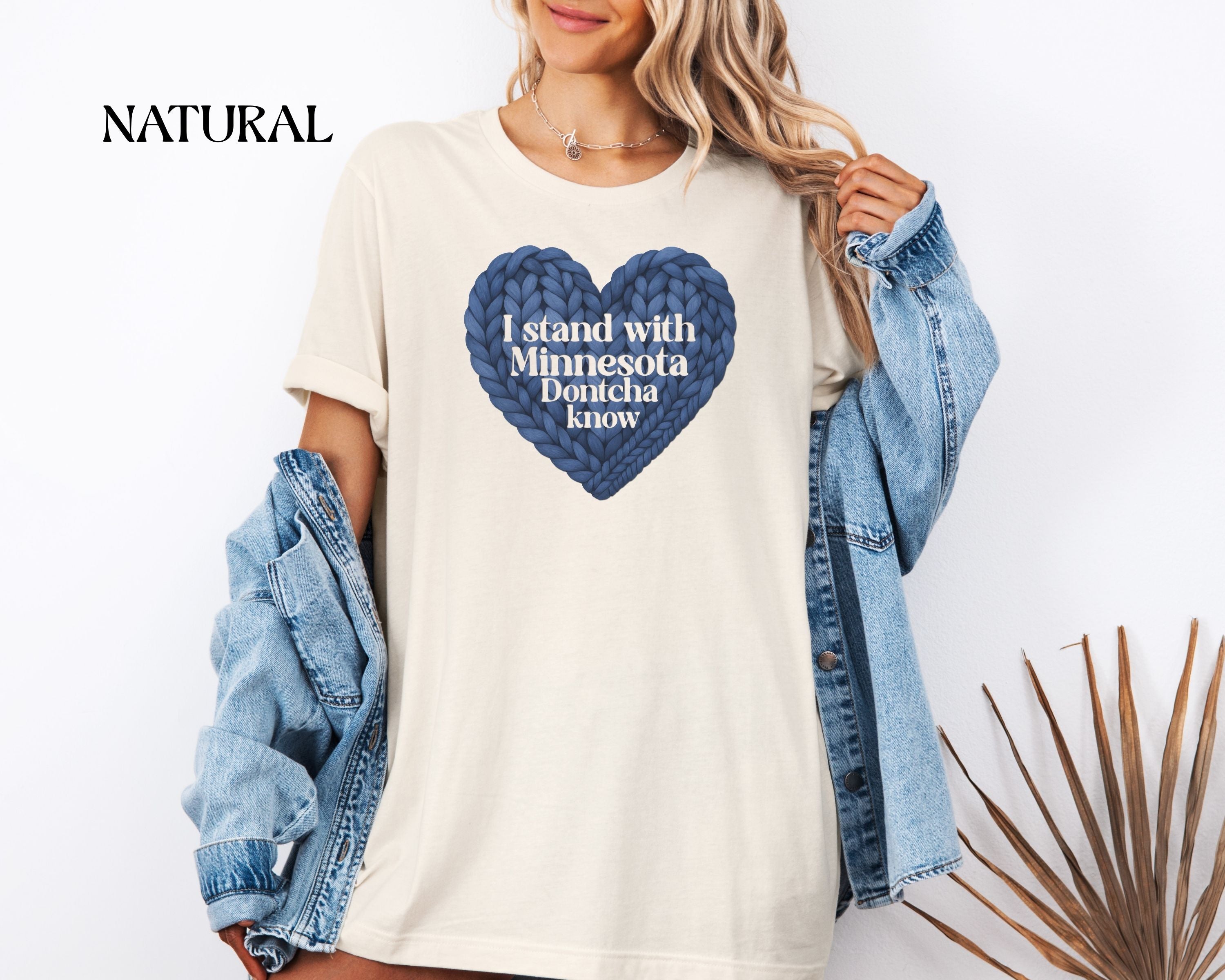 I Stand With Minnesota Dontcha Know T-Shirt | Knit Heart Graphic Tee
