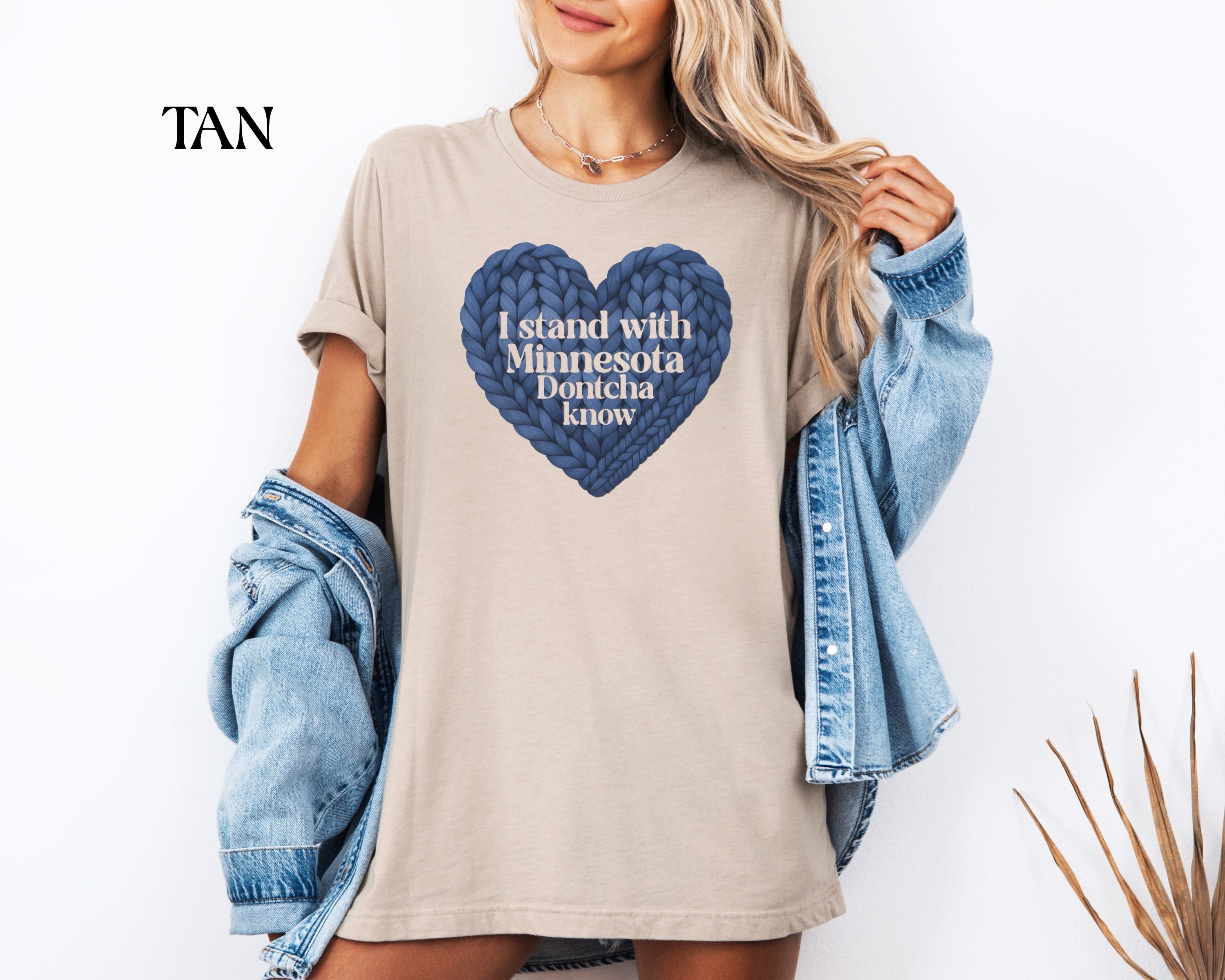 I Stand With Minnesota Dontcha Know T-Shirt | Knit Heart Graphic Tee