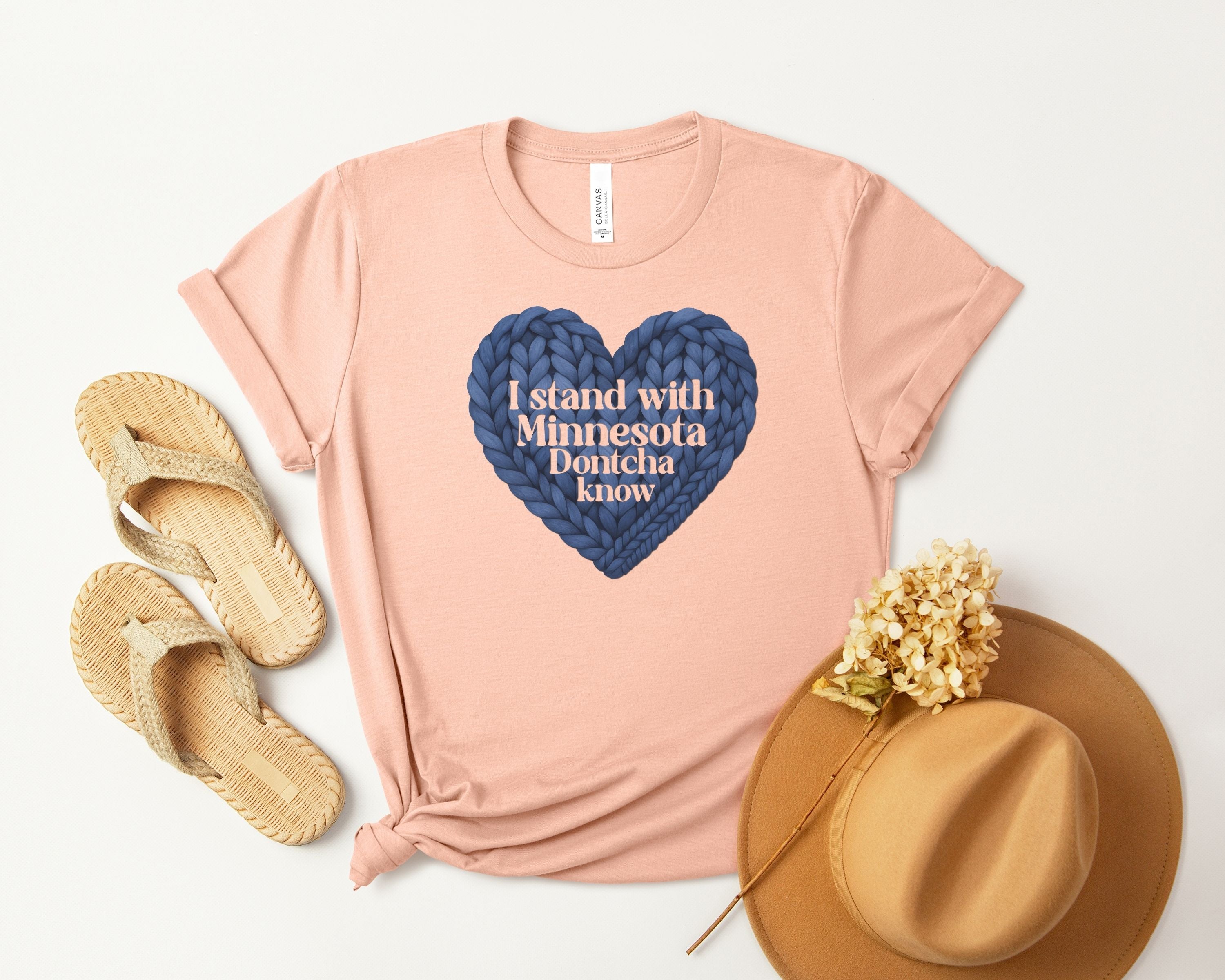 I Stand With Minnesota Dontcha Know T-Shirt | Knit Heart Graphic Tee