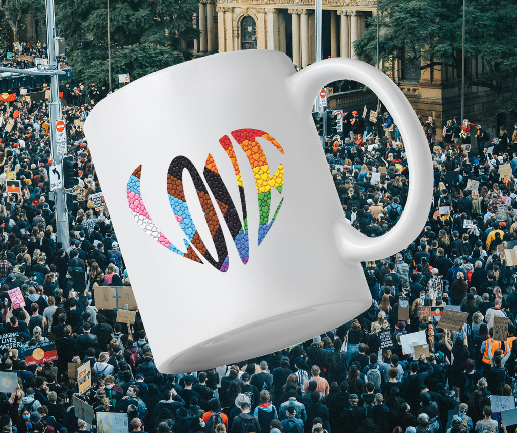 Rainbow Pride Heart Mug | Colorful Heart Love 20oz Jumbo Ceramic Mug