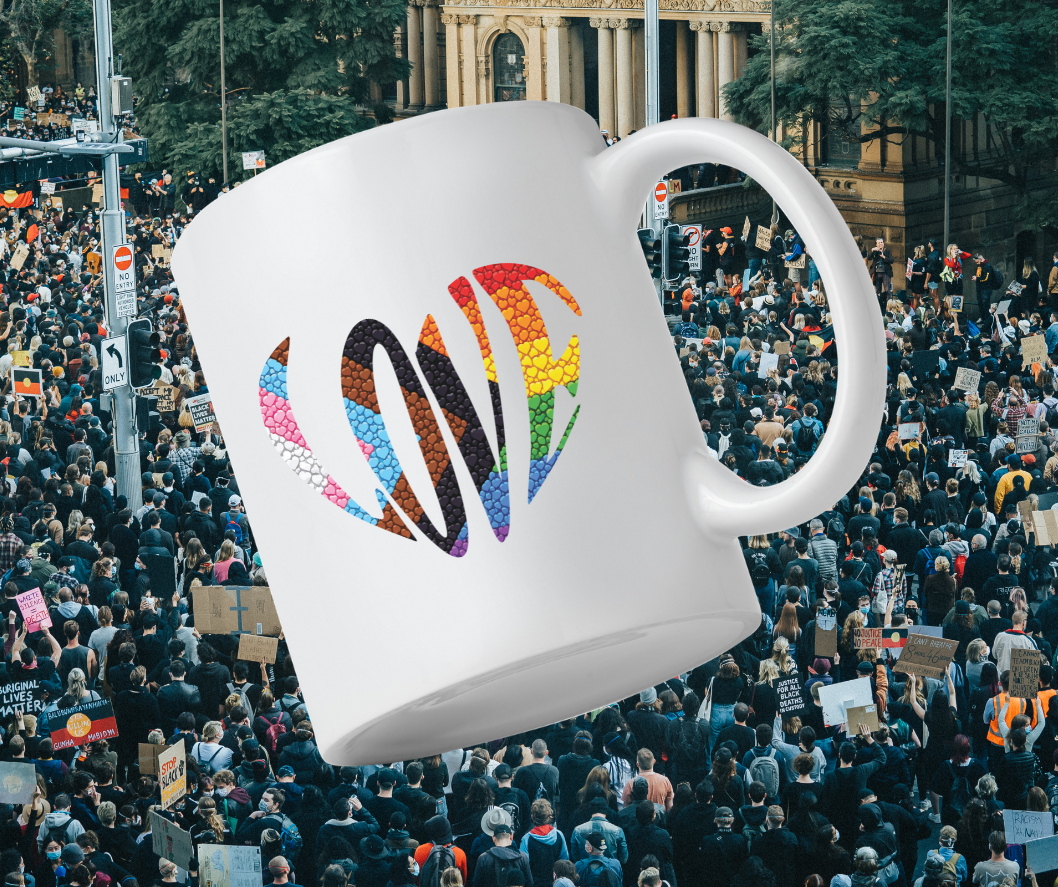 Rainbow Pride Heart Mug | Colorful Heart Love 20oz Jumbo Ceramic Mug