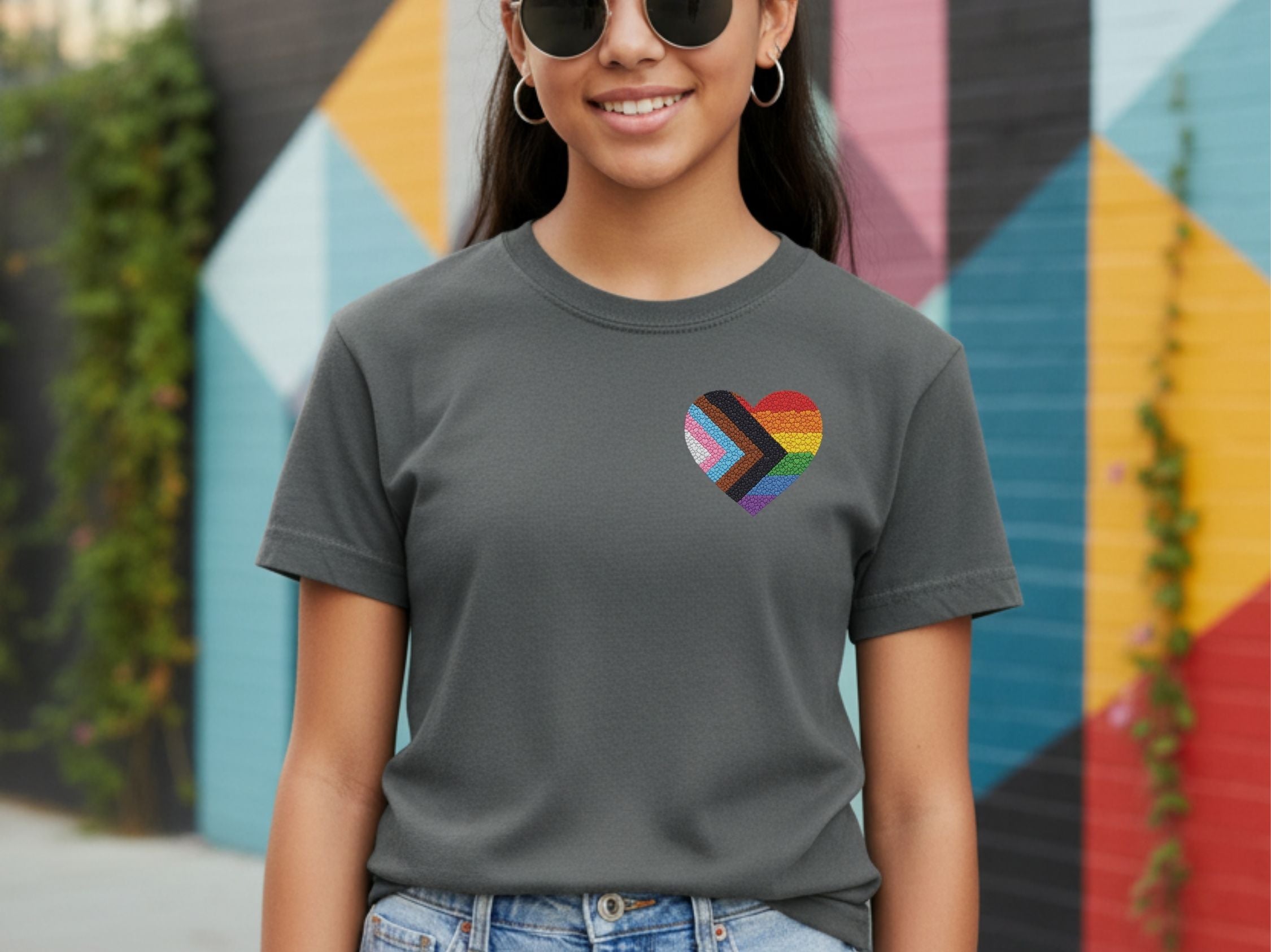 Love Heart Youth Tee | Pride Colors Heart Graphic