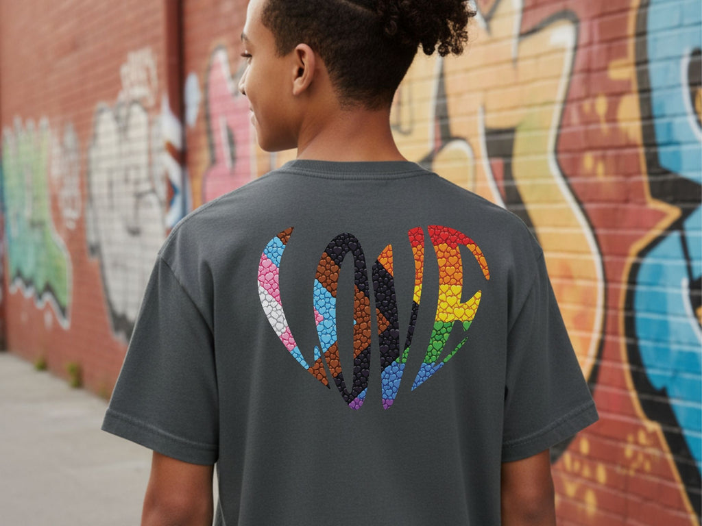 Love Heart Youth Tee | Pride Colors Heart Graphic