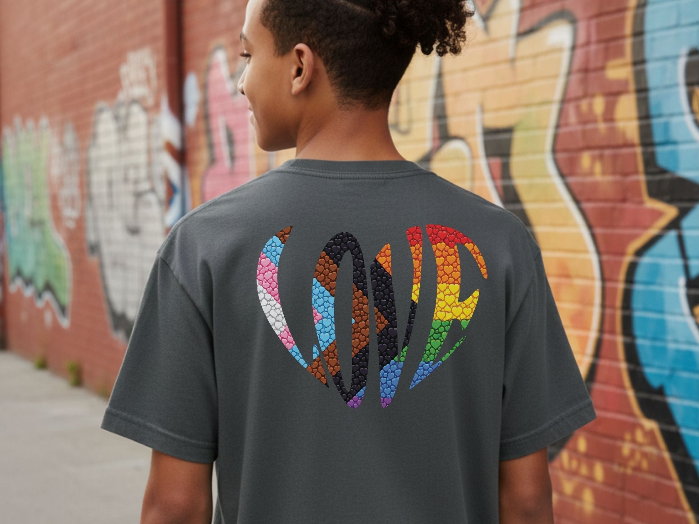 Love Heart Youth Tee | Pride Colors Heart Graphic