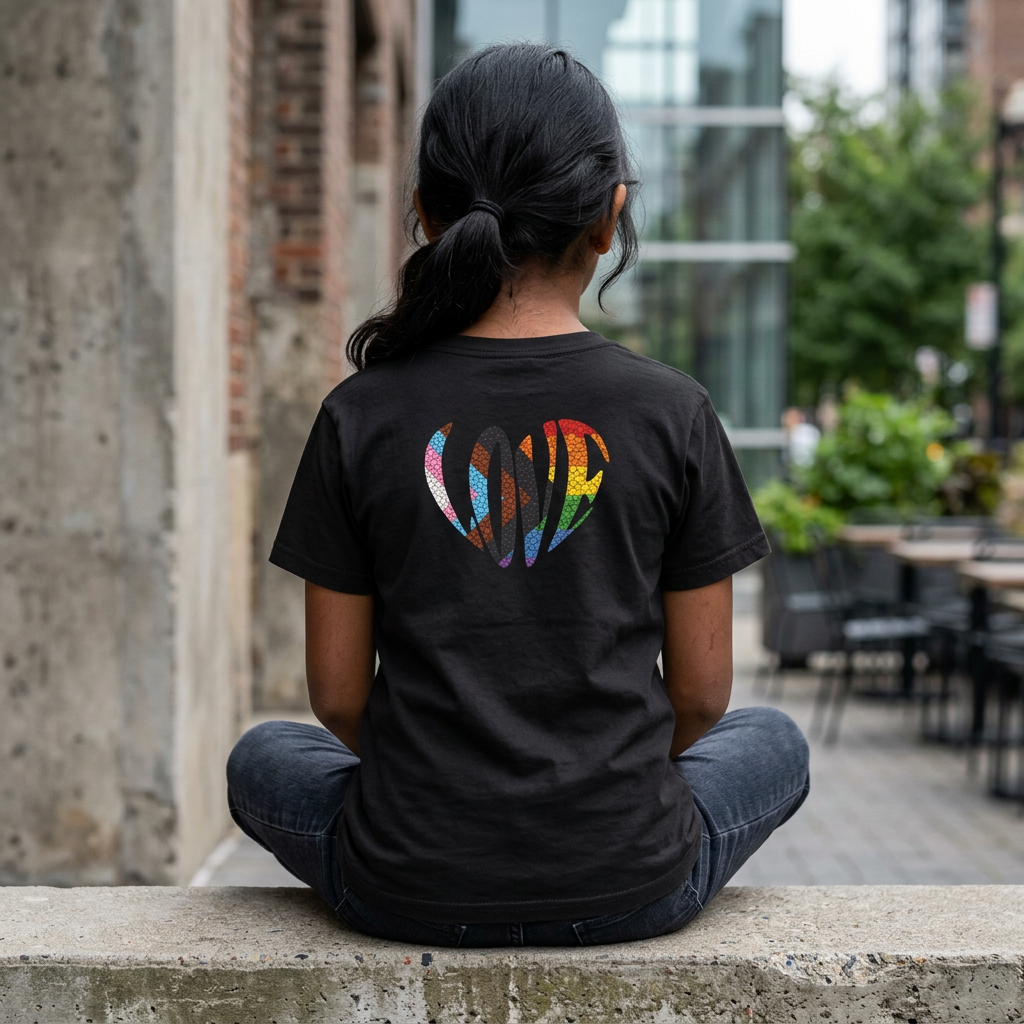 Love Heart Youth Tee | Pride Colors Heart Graphic