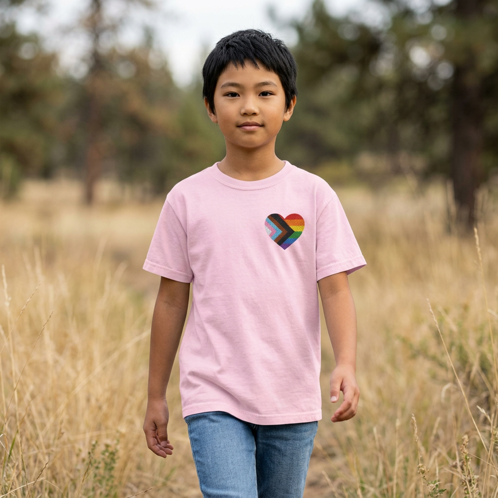 Love Heart Youth Tee | Pride Colors Heart Graphic