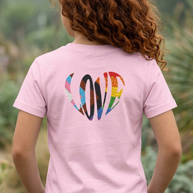 Love Heart Youth Tee | Pride Colors Heart Graphic