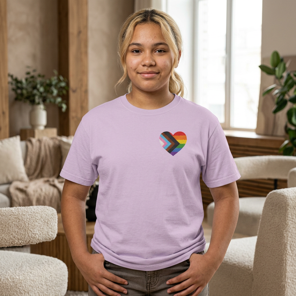Love Heart Youth Tee | Pride Colors Heart Graphic