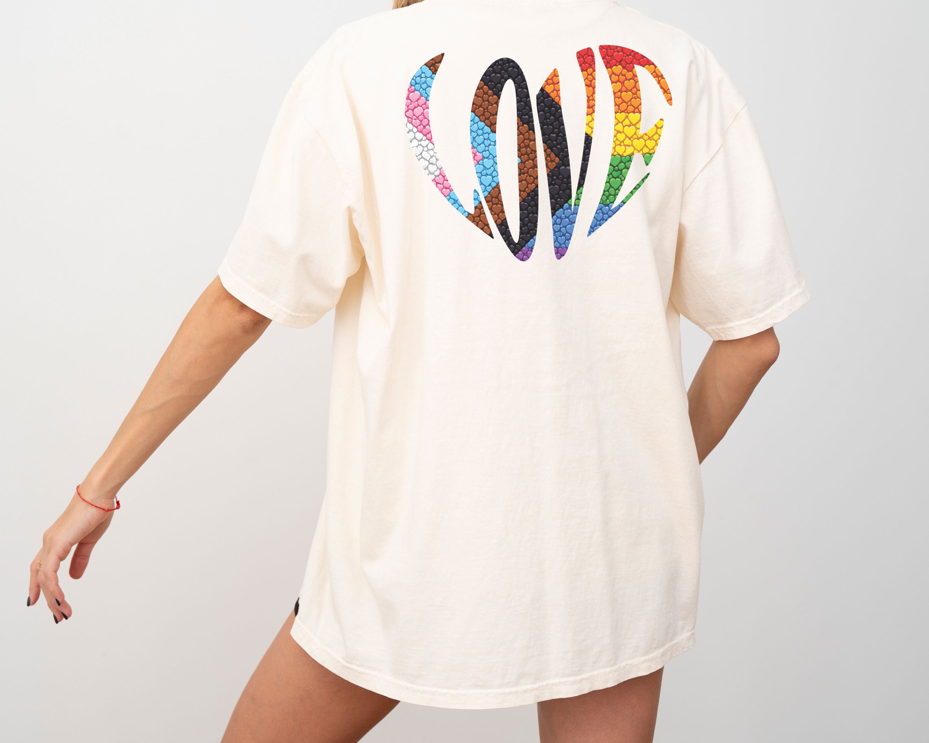 Pride Heart T-Shirt | Rainbow Striped Love Heart Tee