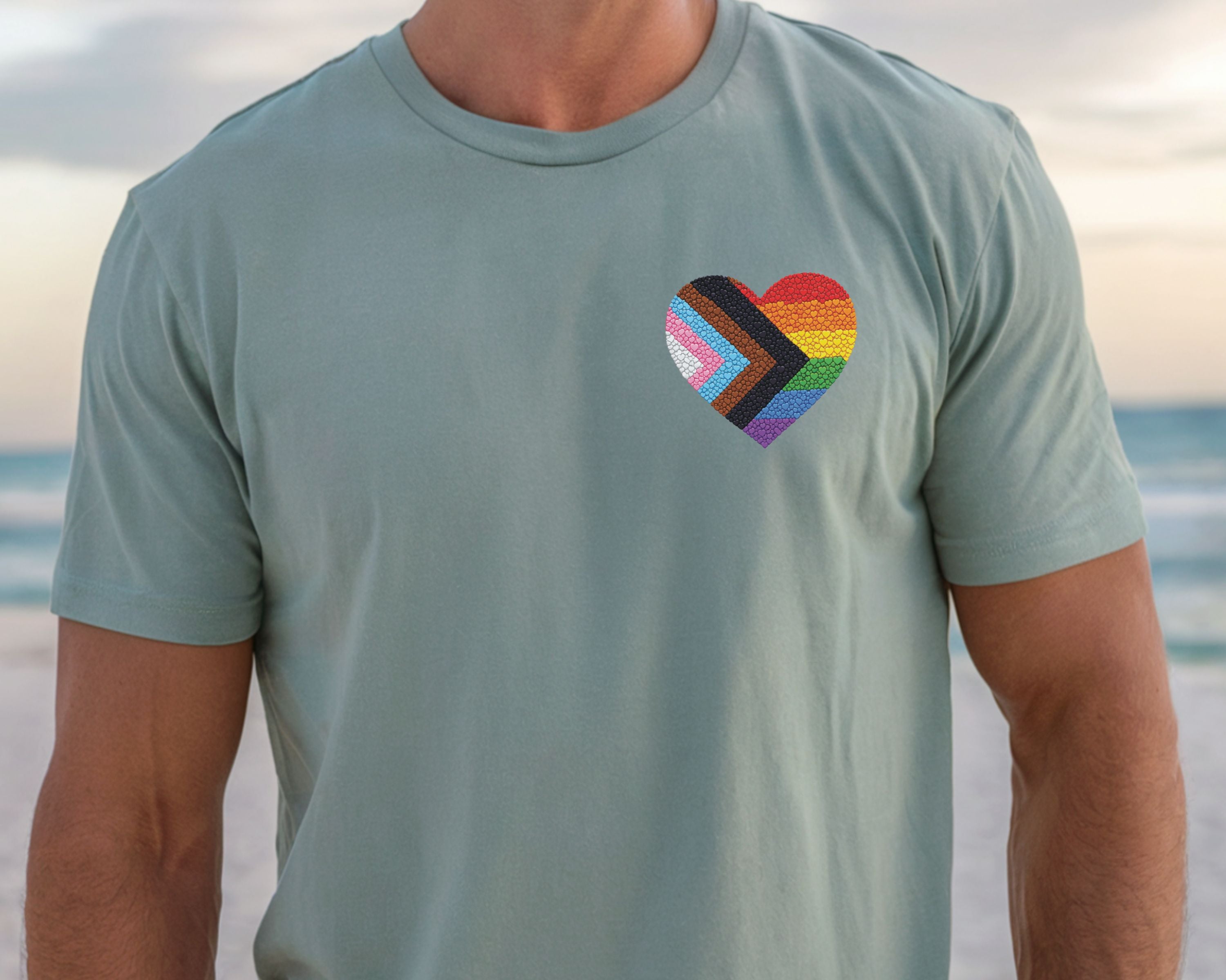 Pride Heart T-Shirt | Rainbow Striped Love Heart Tee