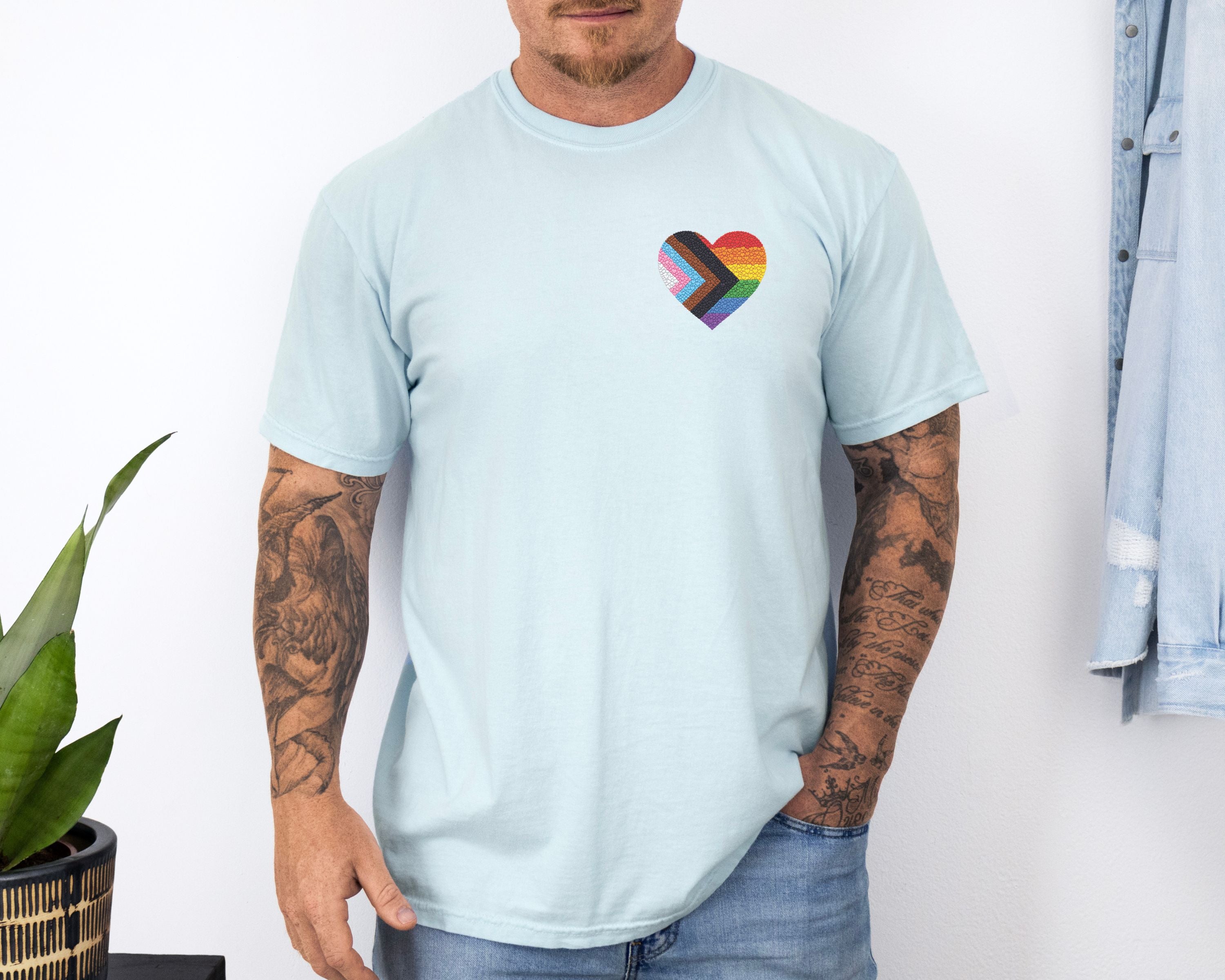 Pride Heart T-Shirt | Rainbow Striped Love Heart Tee
