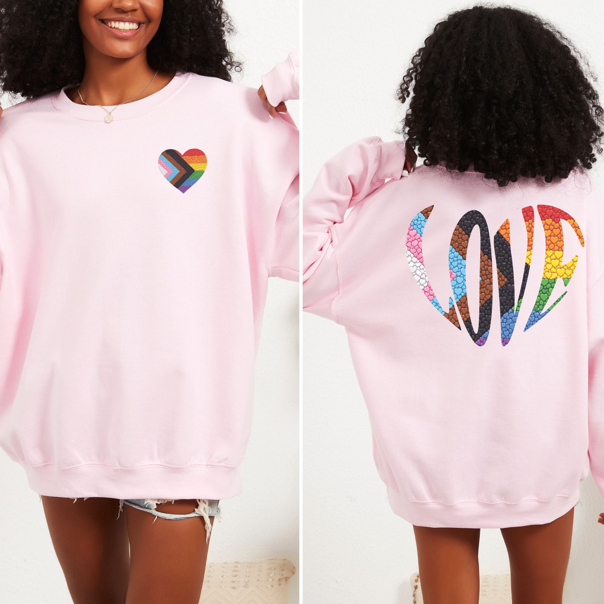 Rainbow Heart Pride Sweatshirt | Heart Graphic Crewneck