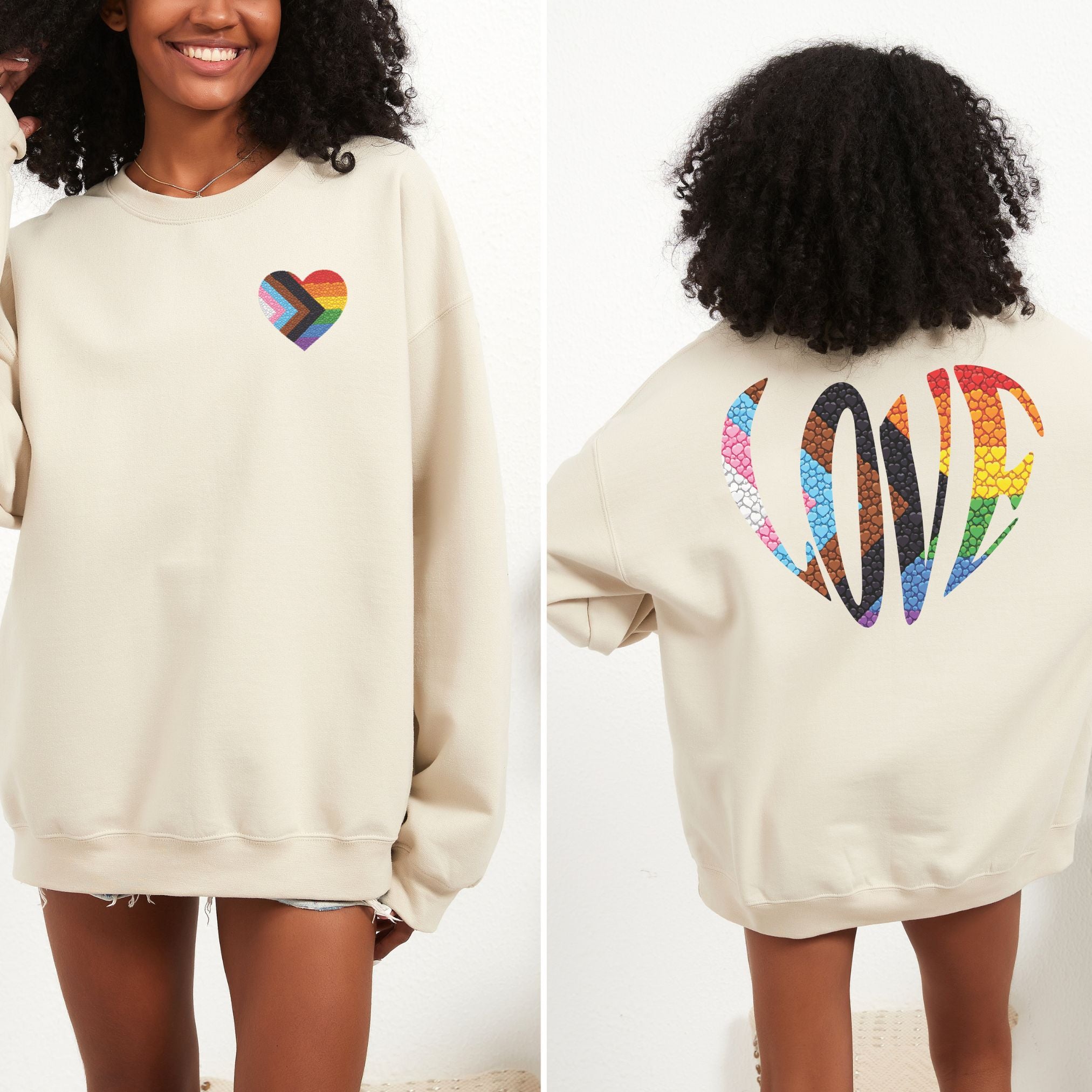 Rainbow Heart Pride Sweatshirt | Heart Graphic Crewneck