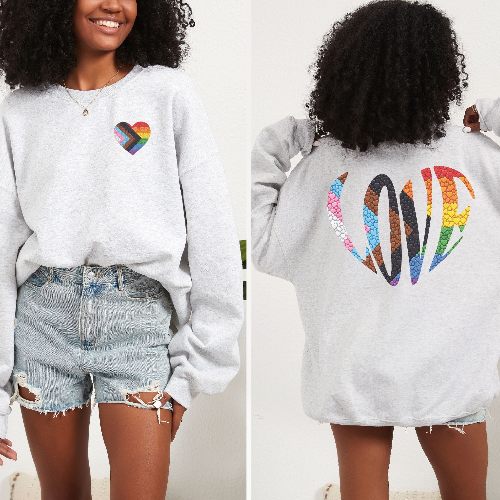 Rainbow Heart Pride Sweatshirt | Heart Graphic Crewneck