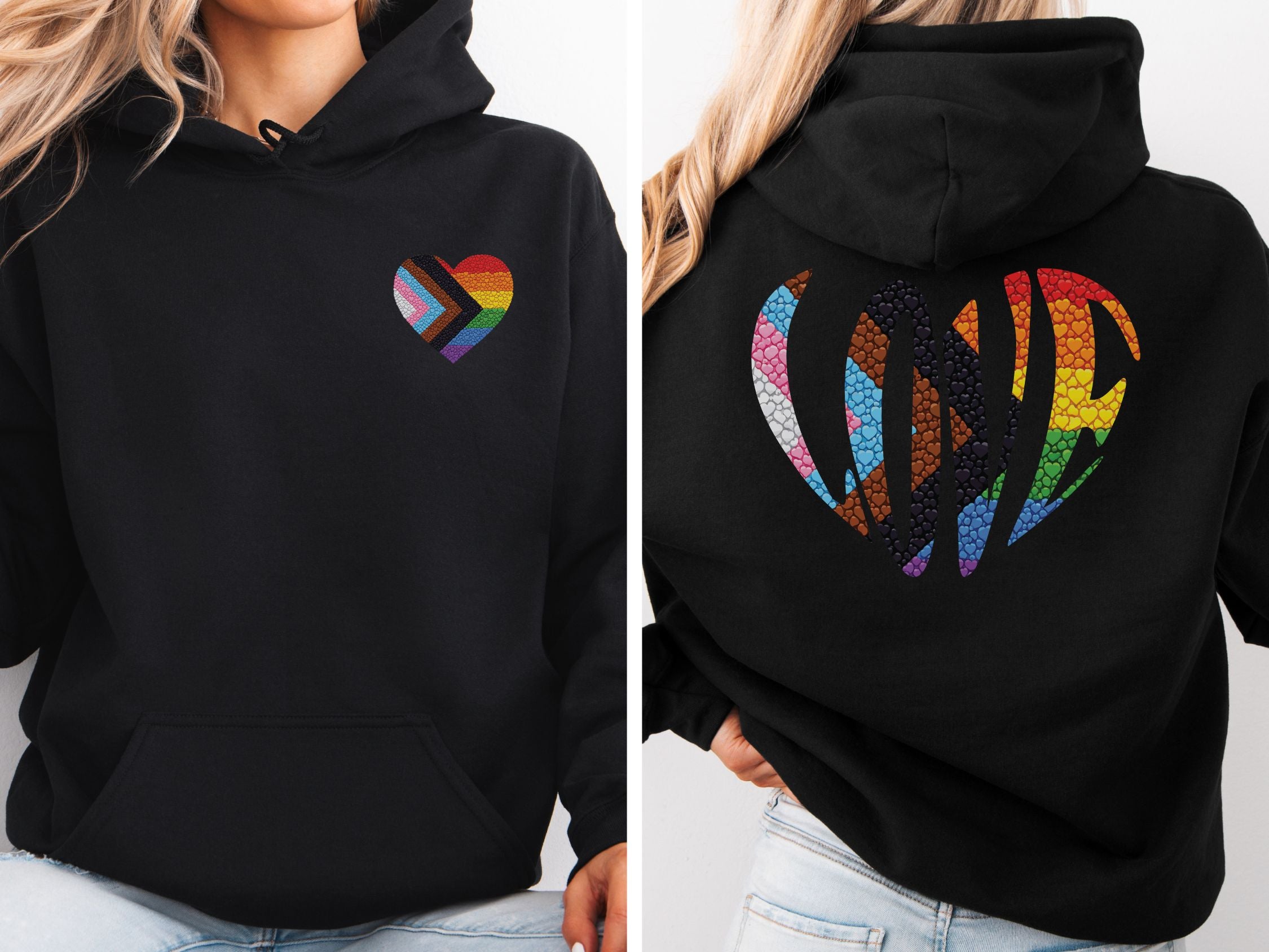 LGBTQIA Pride Heart Hoodie | Rainbow Pride Flag Heart Pullover