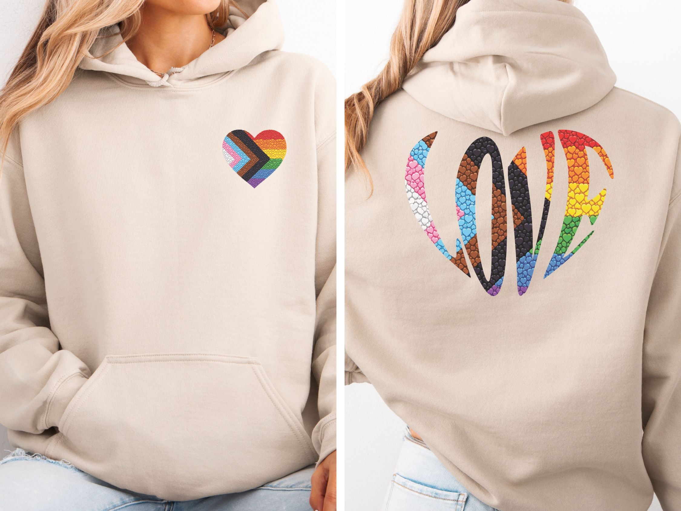 LGBTQIA Pride Heart Hoodie | Rainbow Pride Flag Heart Pullover