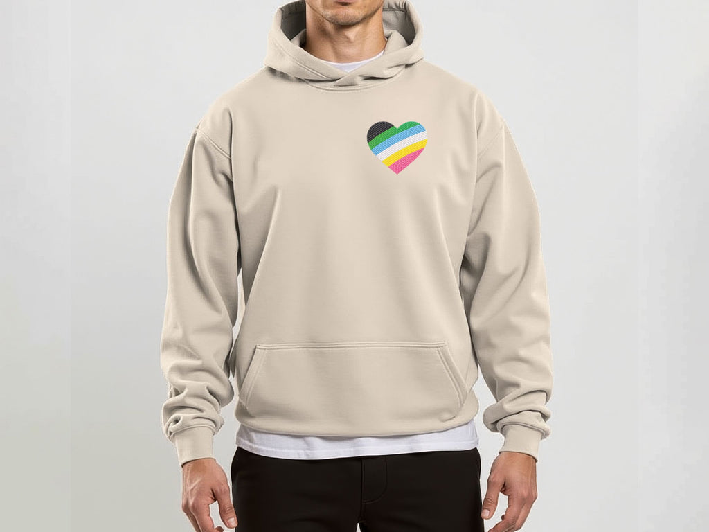 Disability Pride Heart Hoodie | Rainbow Striped Heart Pullover