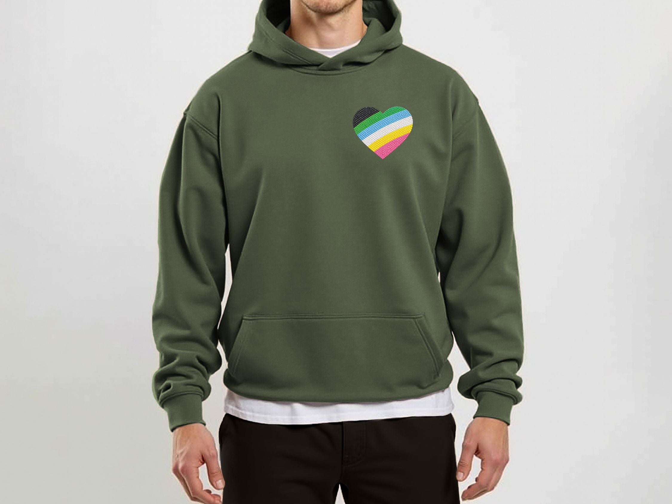 Disability Pride Heart Hoodie | Rainbow Striped Heart Pullover