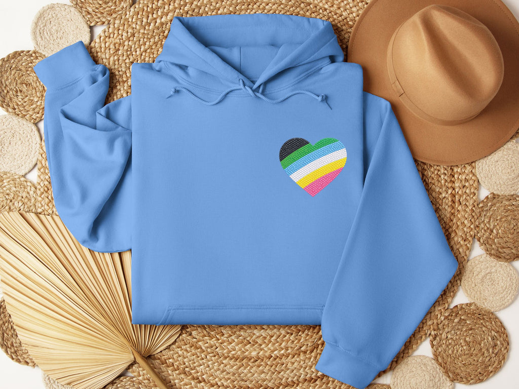 Disability Pride Heart Hoodie | Rainbow Striped Heart Pullover