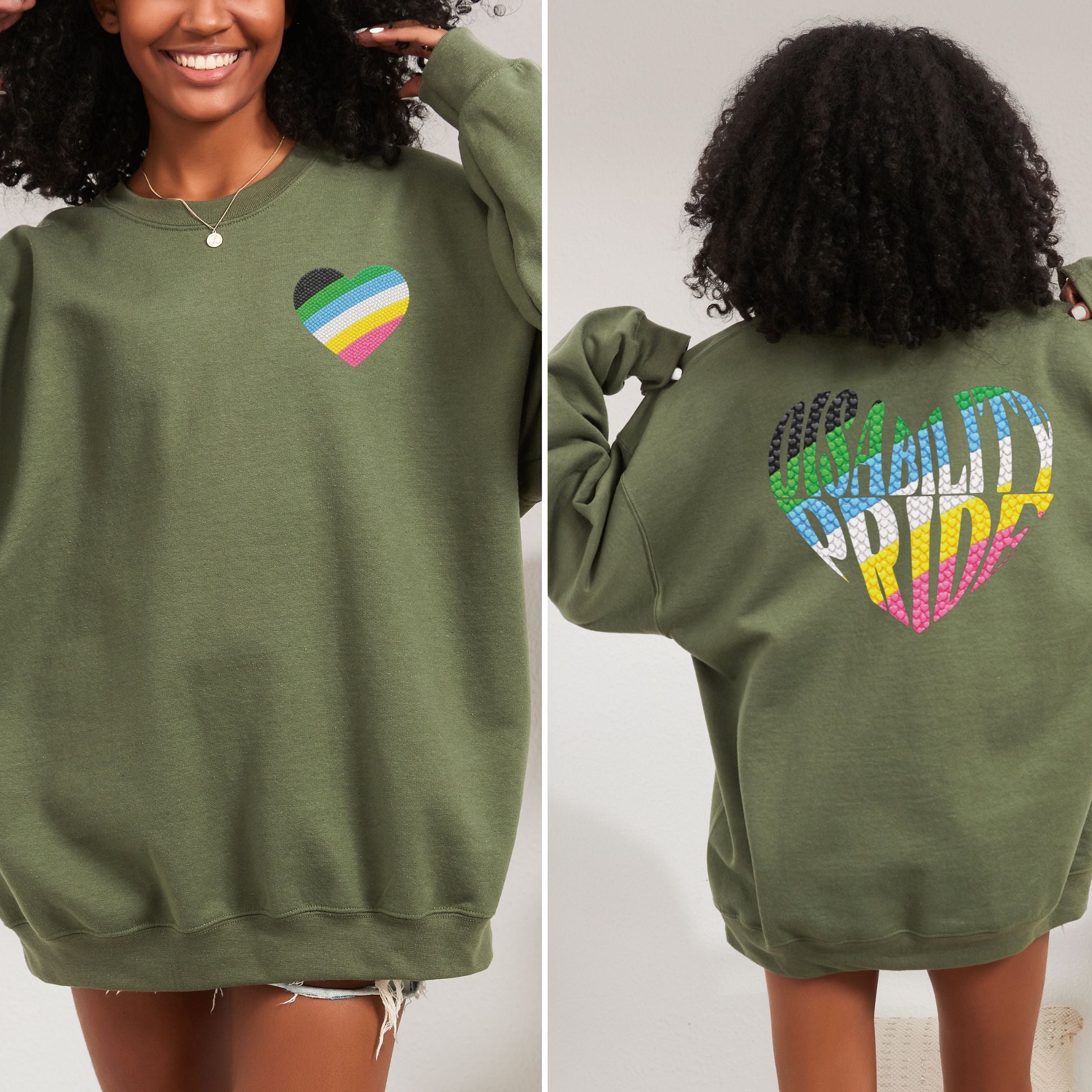 Disability Pride Sweatshirt | Heart Graphic Crewneck