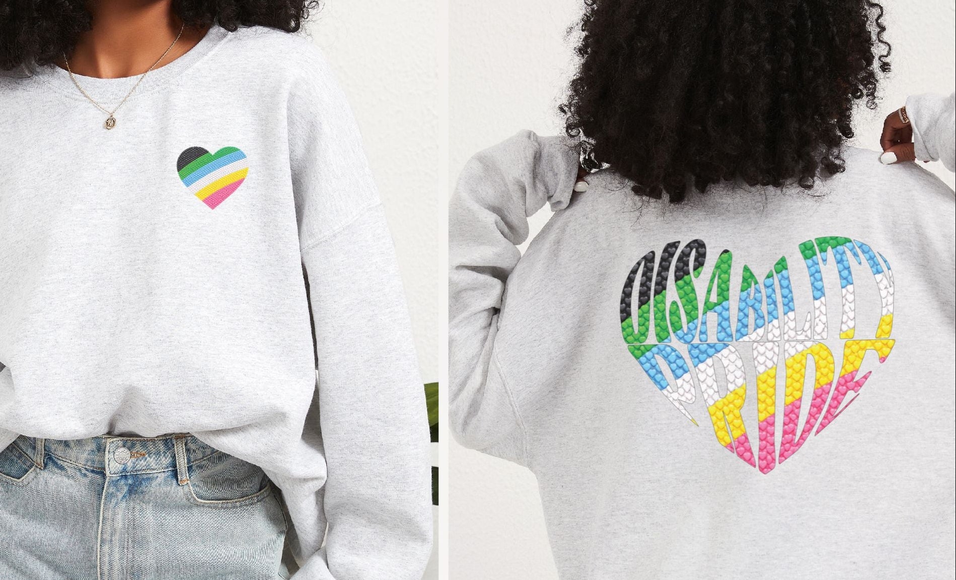 Disability Pride Sweatshirt | Heart Graphic Crewneck