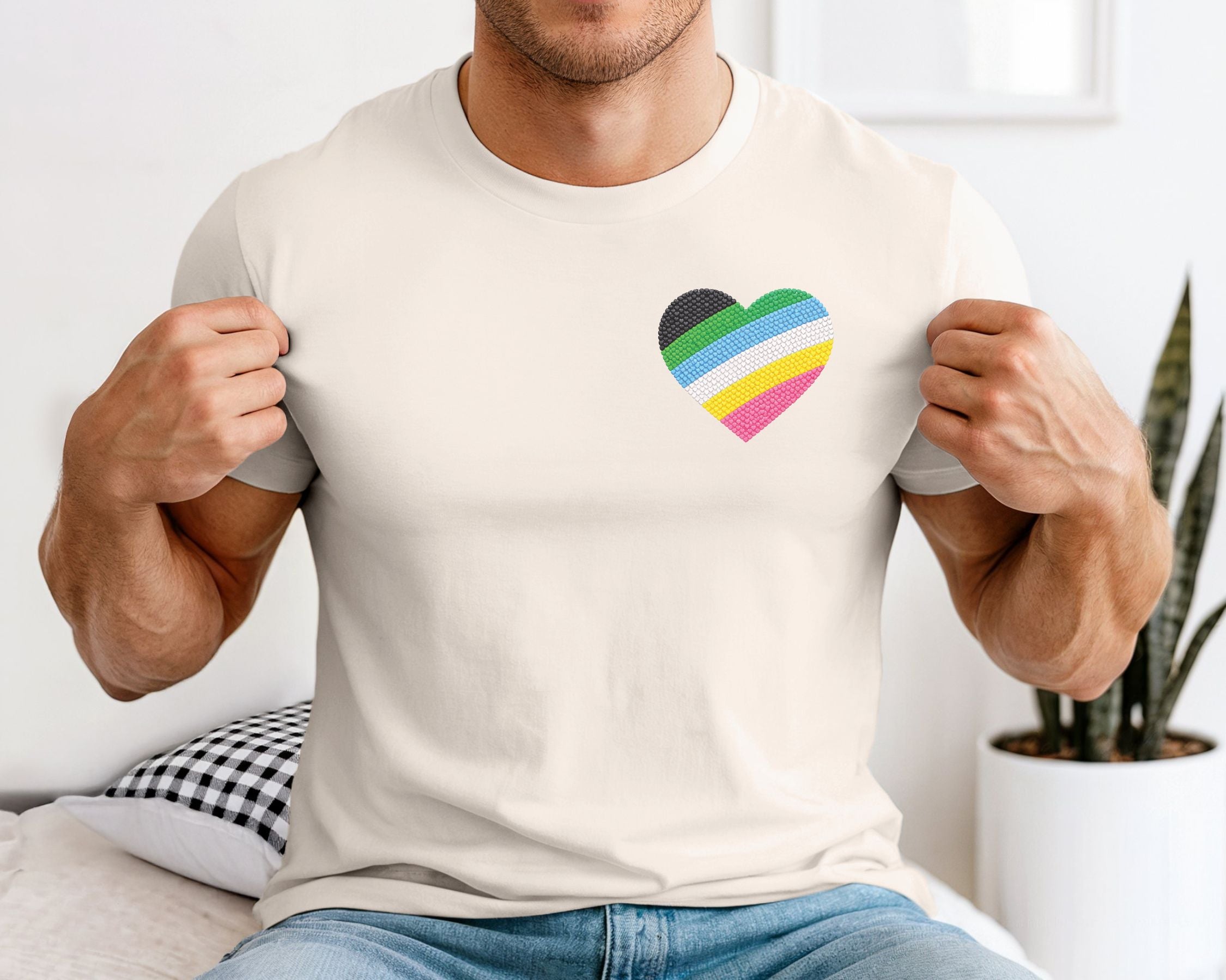 Disability Pride Heart T-Shirt | Rainbow Striped Heart Tee