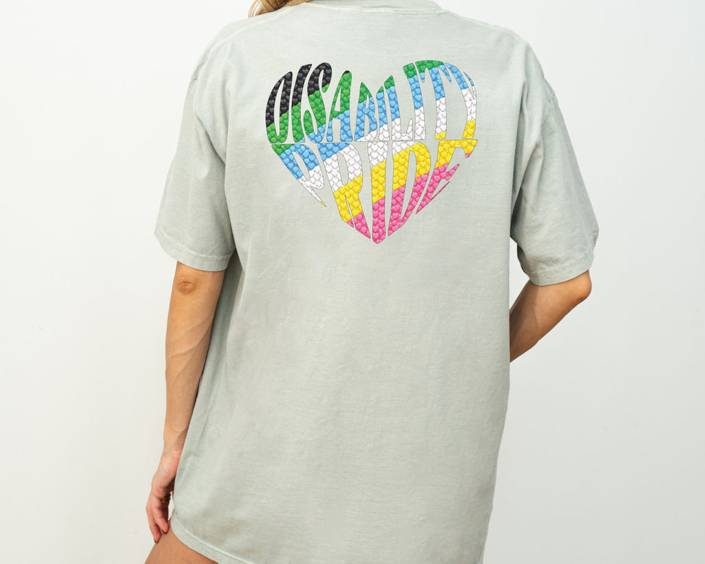 Disability Pride Heart T-Shirt | Rainbow Striped Heart Tee