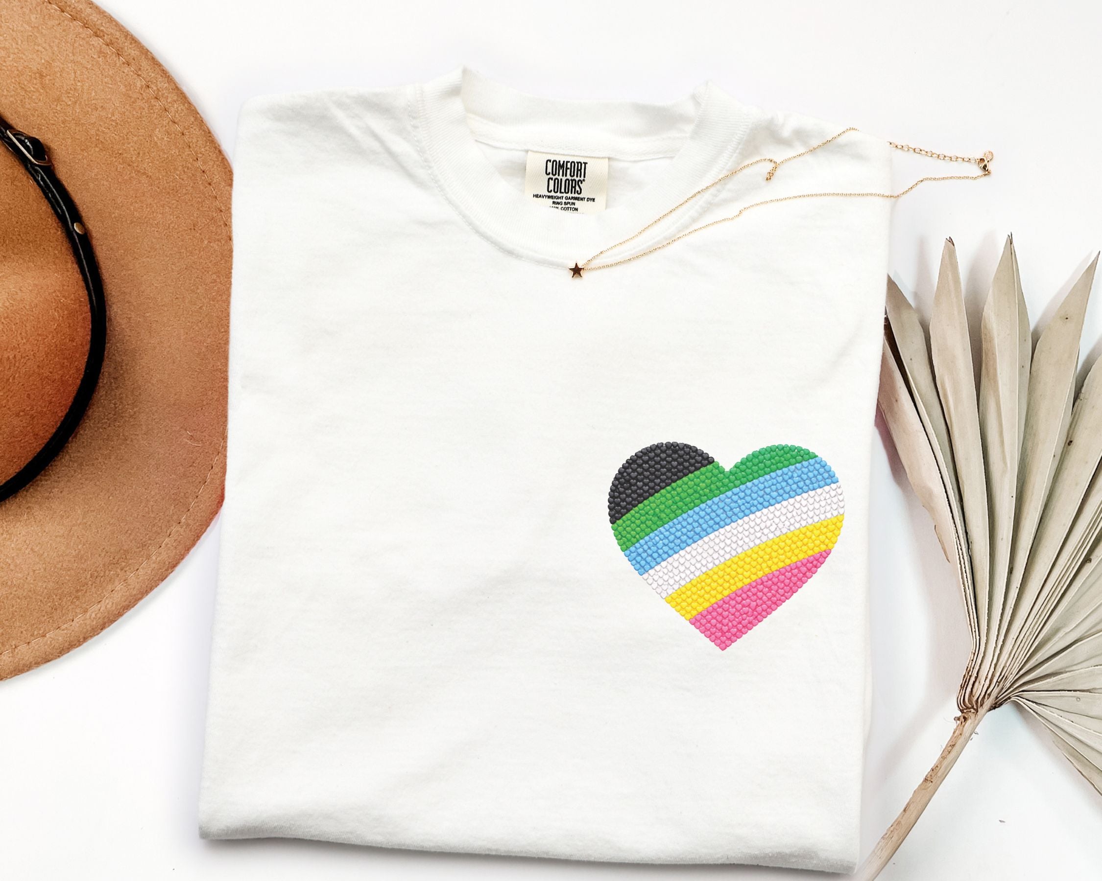 Disability Pride Heart T-Shirt | Rainbow Striped Heart Tee