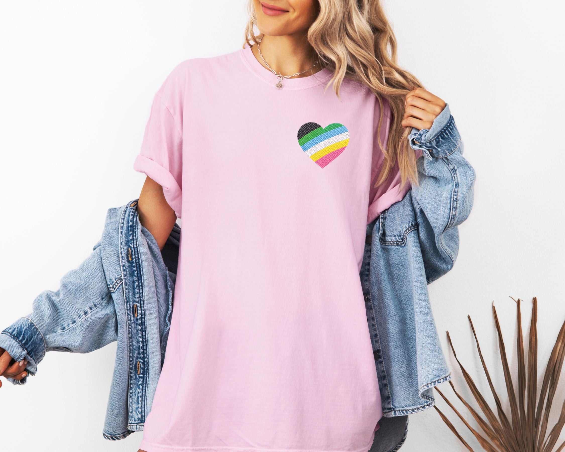 Disability Pride Heart T-Shirt | Rainbow Striped Heart Tee