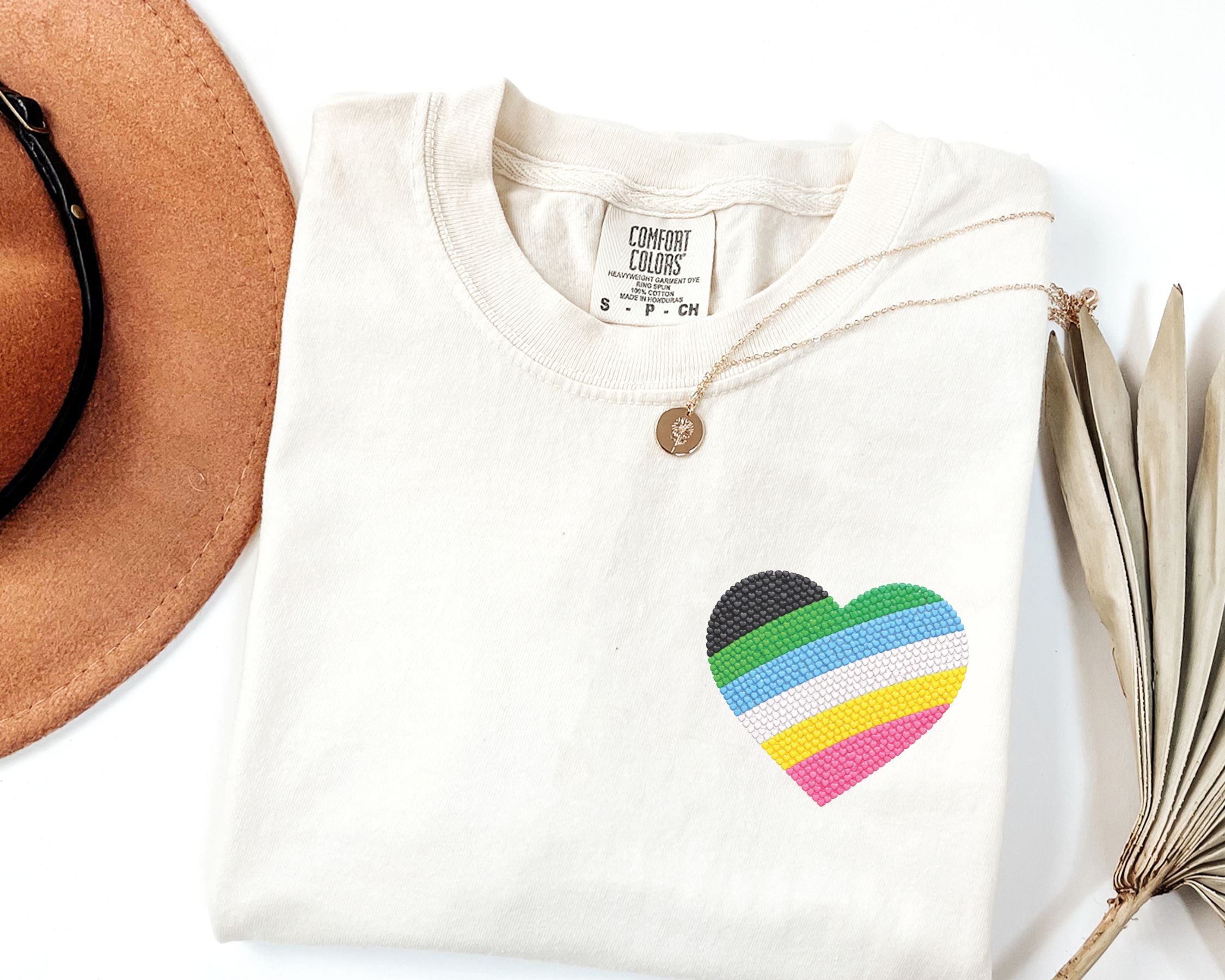 Disability Pride Heart T-Shirt | Rainbow Striped Heart Tee