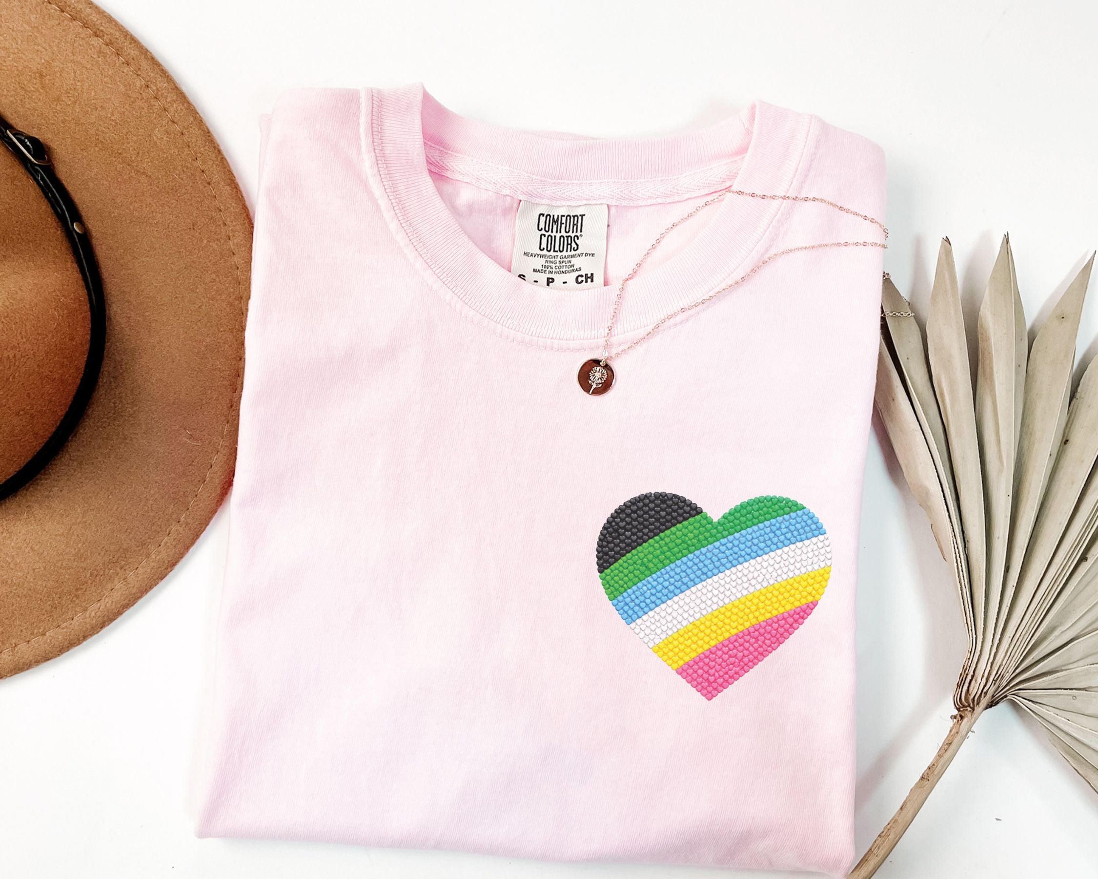 Disability Pride Heart T-Shirt | Rainbow Striped Heart Tee