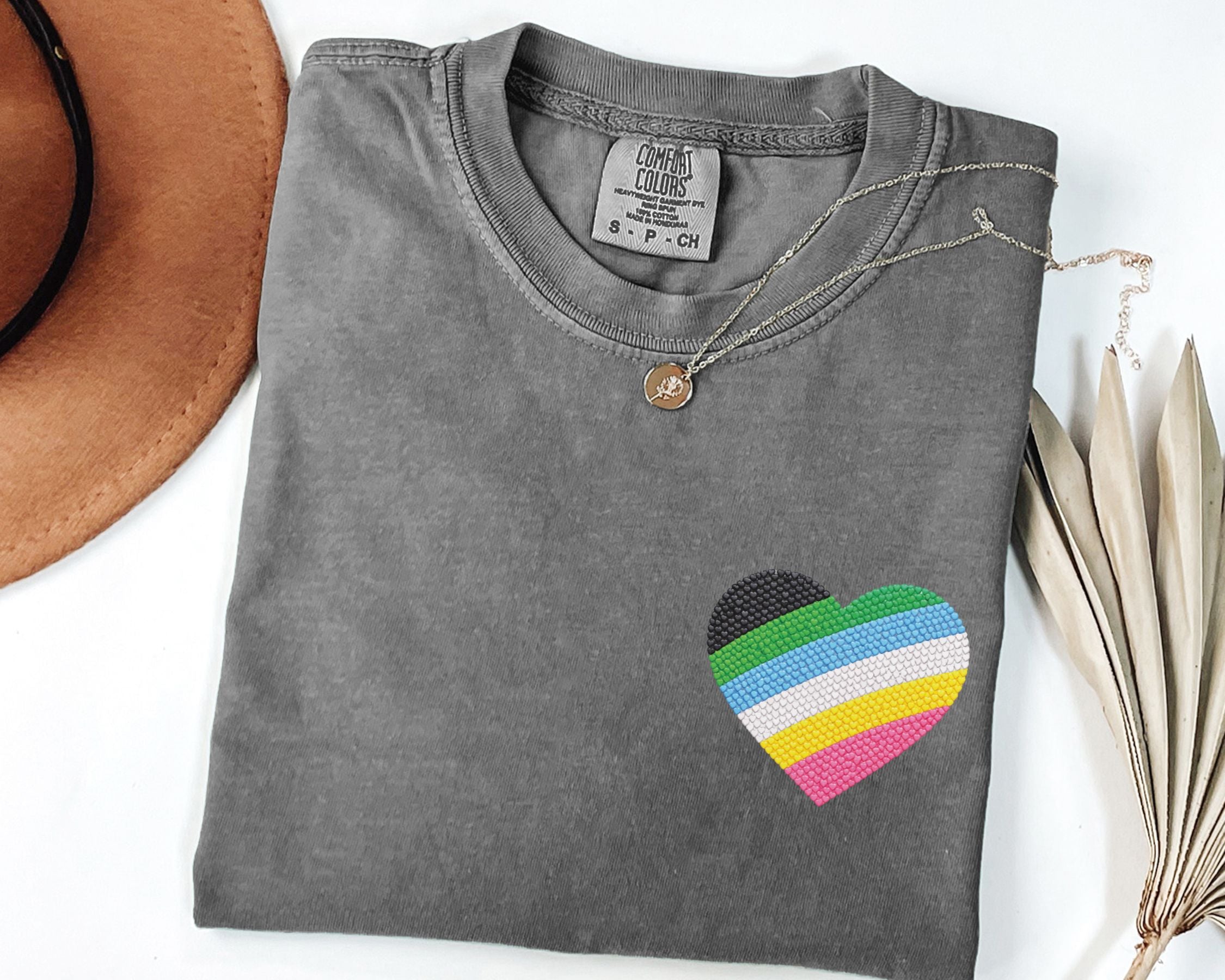 Disability Pride Heart T-Shirt | Rainbow Striped Heart Tee
