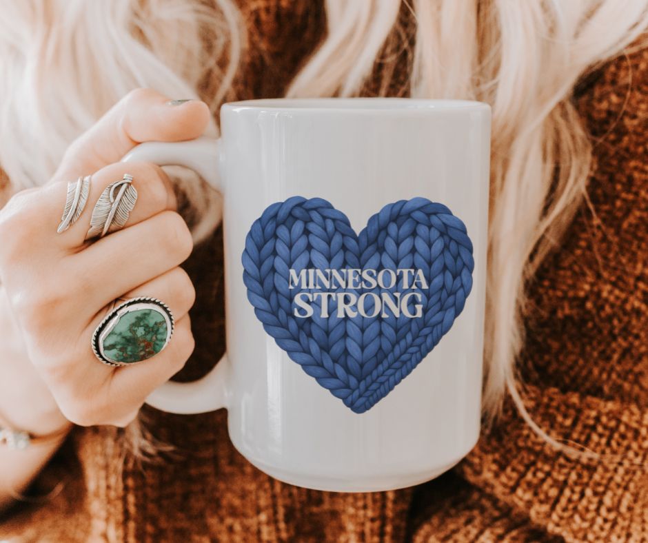 Minnesota Strong heart knit design Mug | 20oz jumbo coffee mug