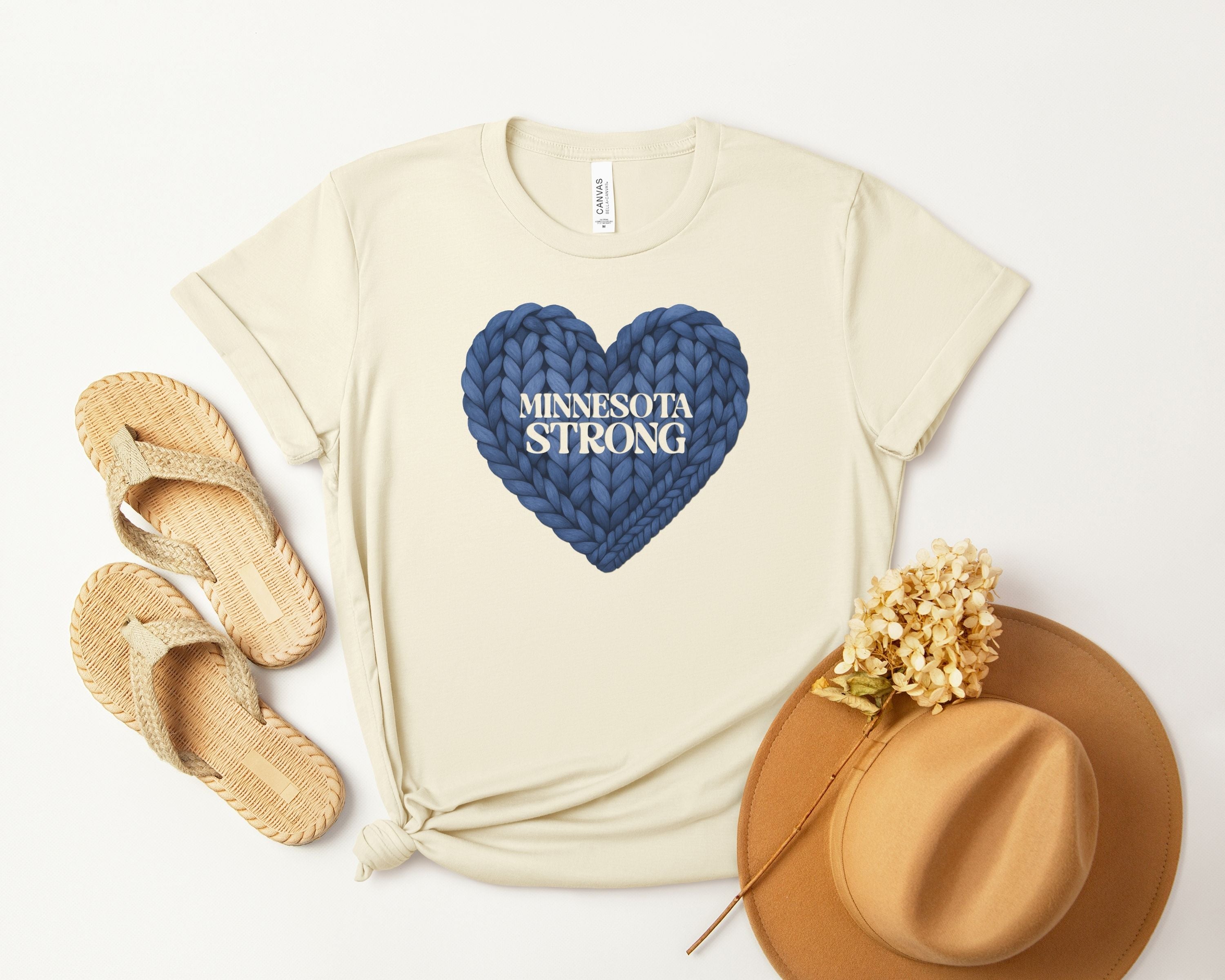 Minnesota Strong Knit Blue Heart T-Shirt | Heart Graphic Tee