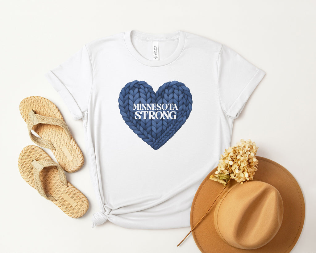 Minnesota Strong Knit Blue Heart T-Shirt | Heart Graphic Tee