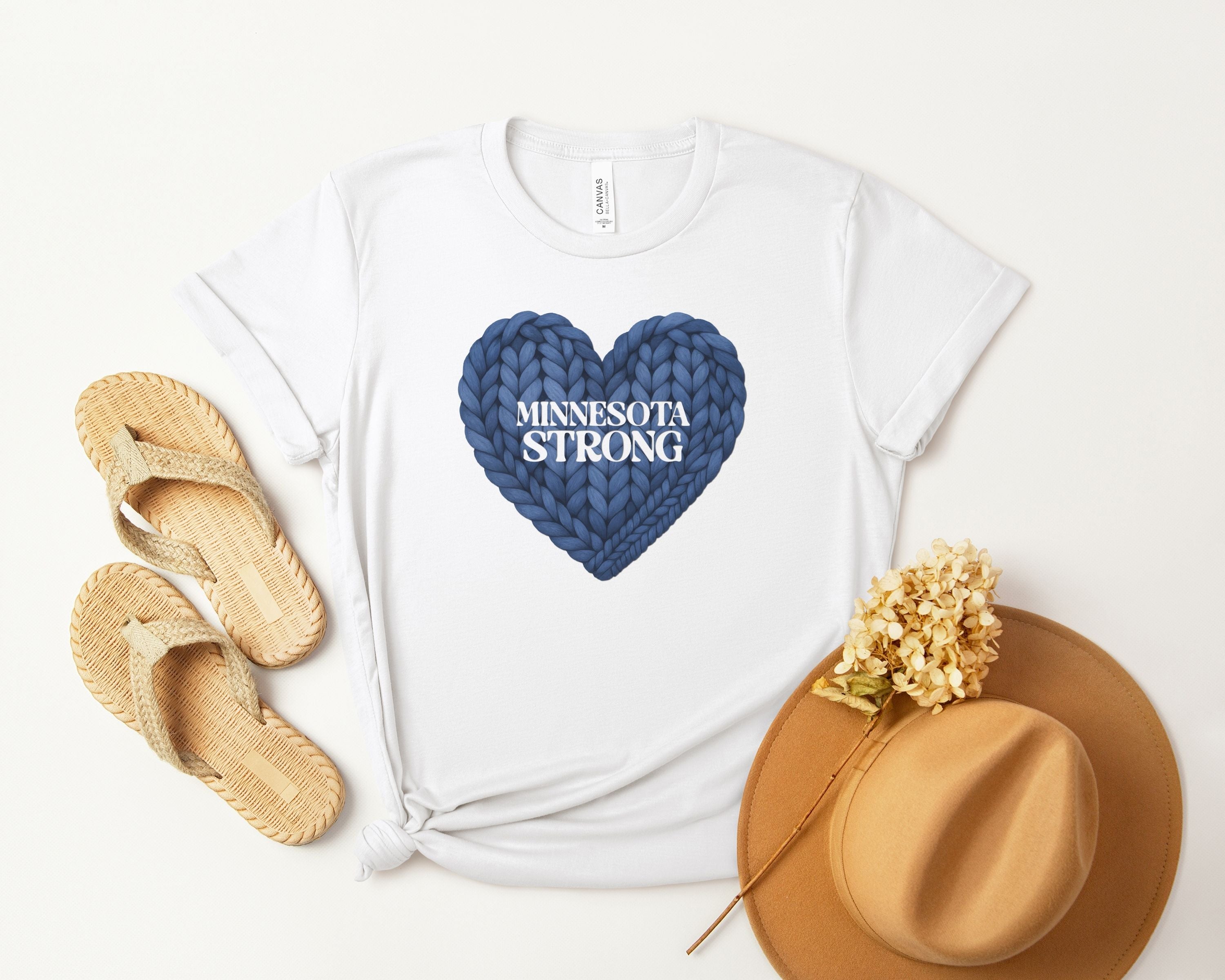 Minnesota Strong Knit Blue Heart T-Shirt | Heart Graphic Tee