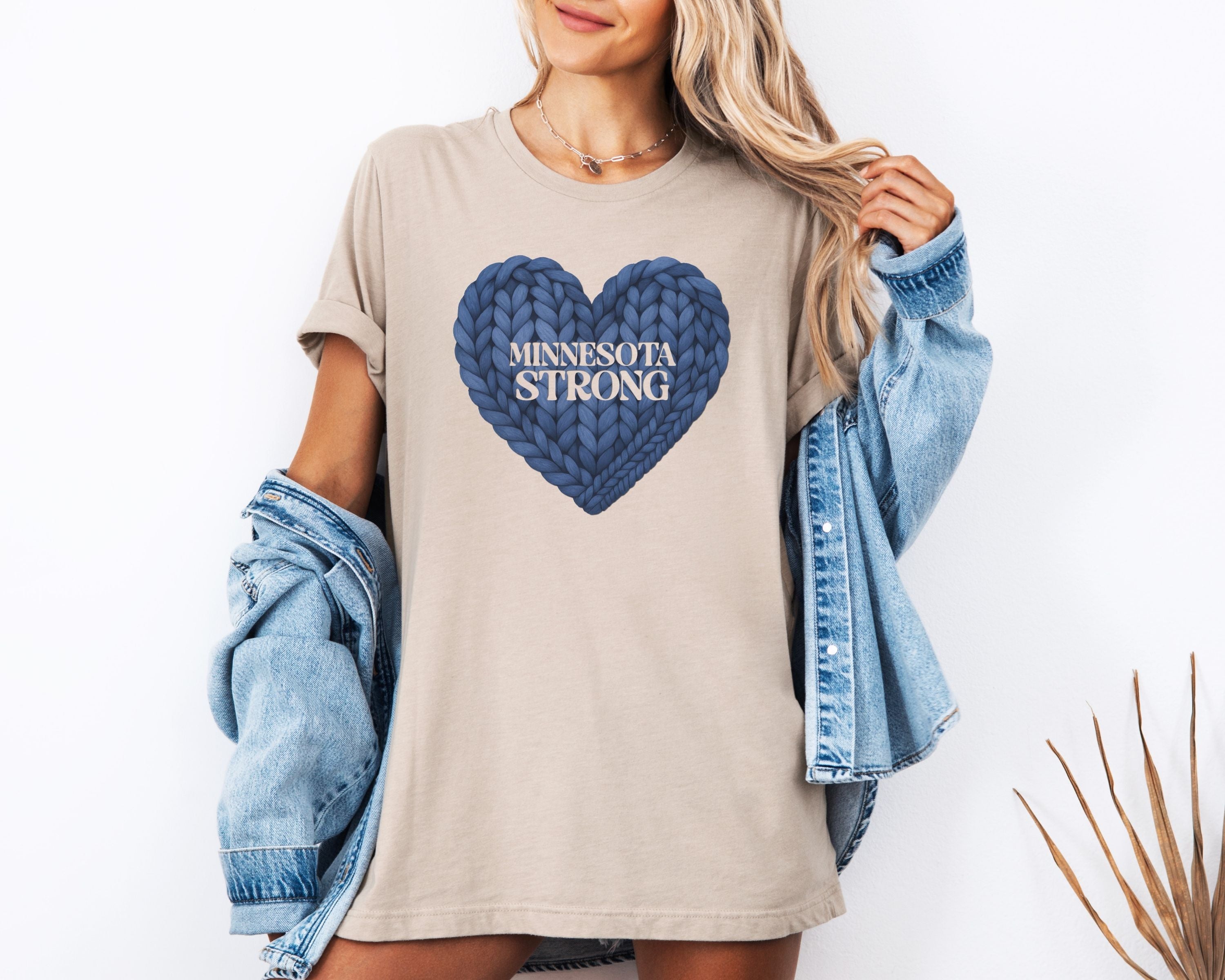 Minnesota Strong Knit Blue Heart T-Shirt | Heart Graphic Tee
