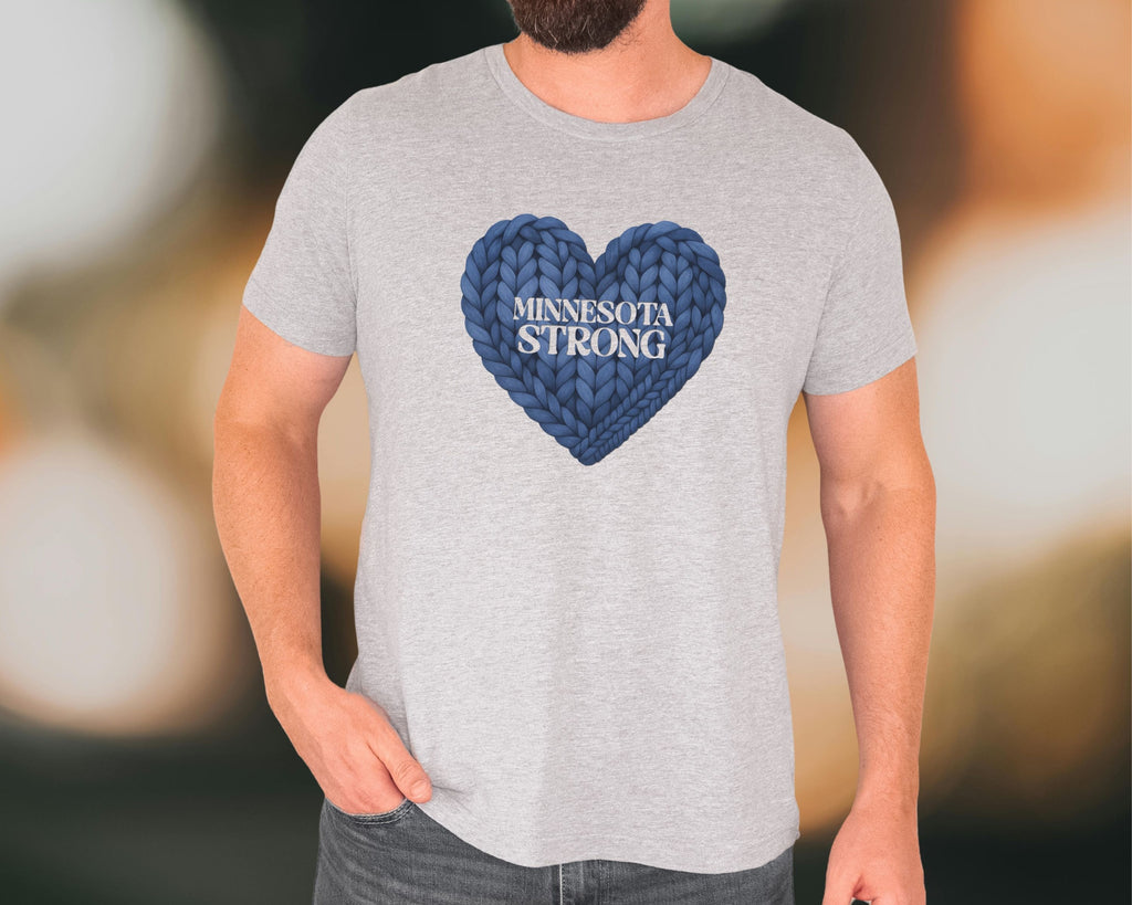 Minnesota Strong Knit Blue Heart T-Shirt | Heart Graphic Tee