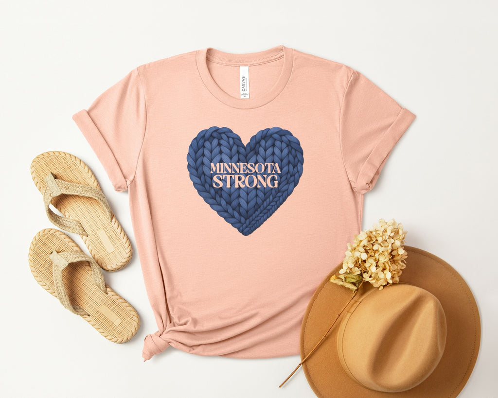 Minnesota Strong Knit Blue Heart T-Shirt | Heart Graphic Tee