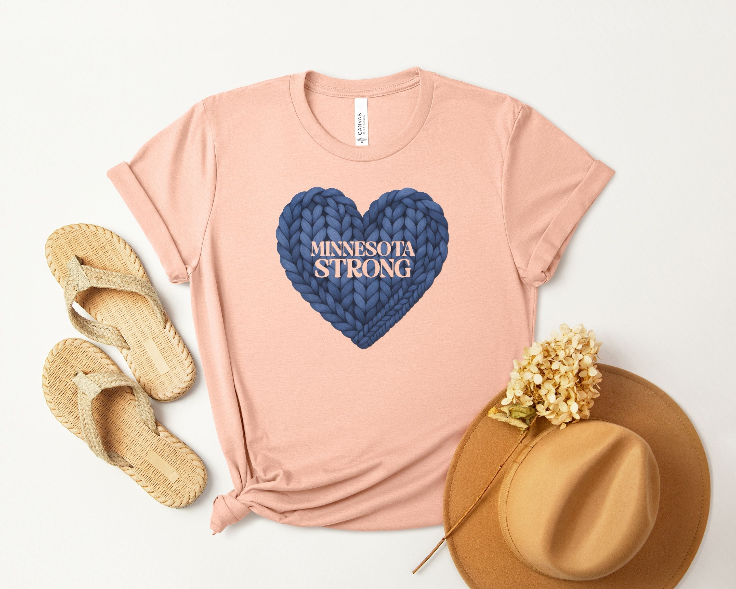 Minnesota Strong Knit Blue Heart T-Shirt | Heart Graphic Tee