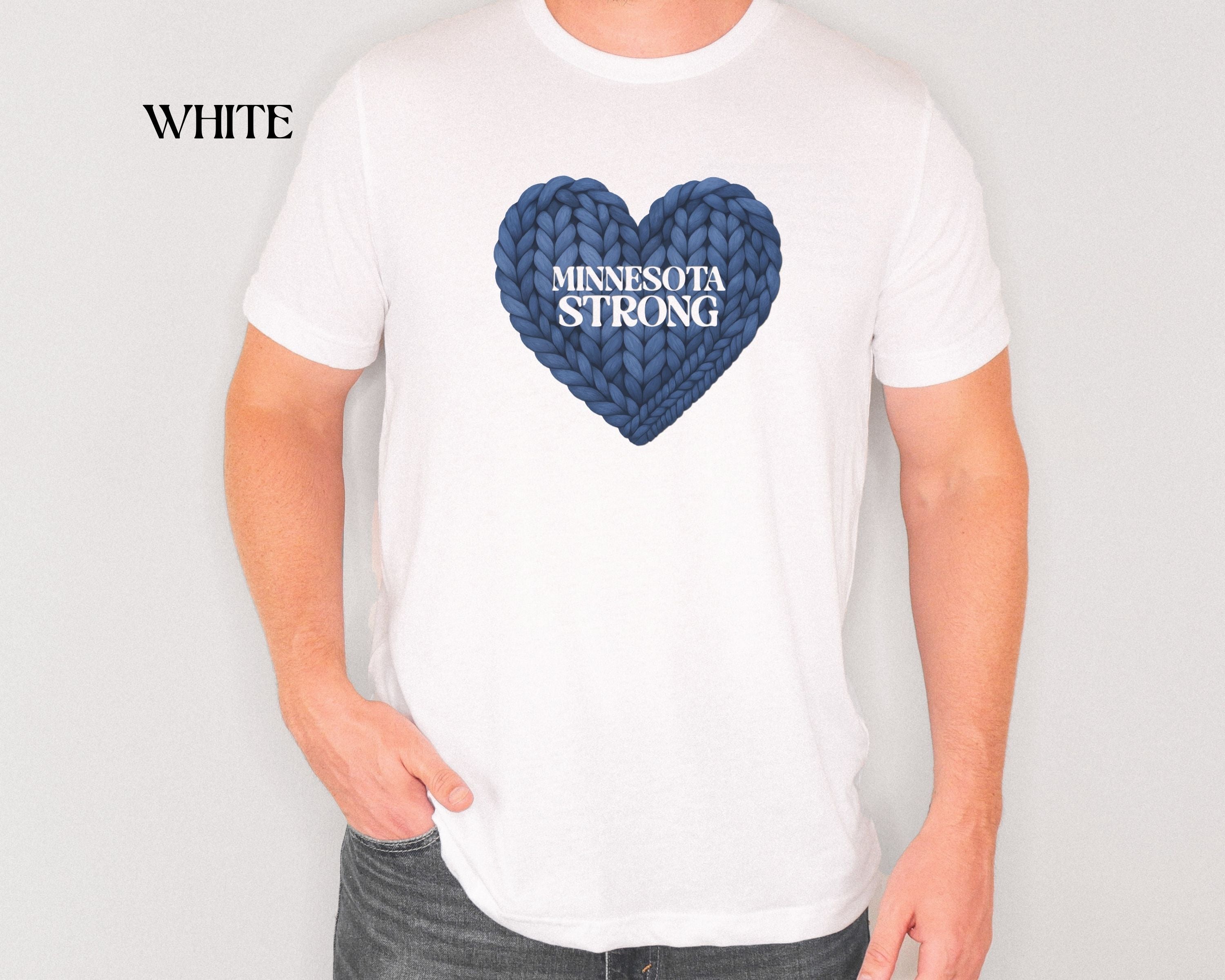 Minnesota Strong Knit Blue Heart T-Shirt | Heart Graphic Tee