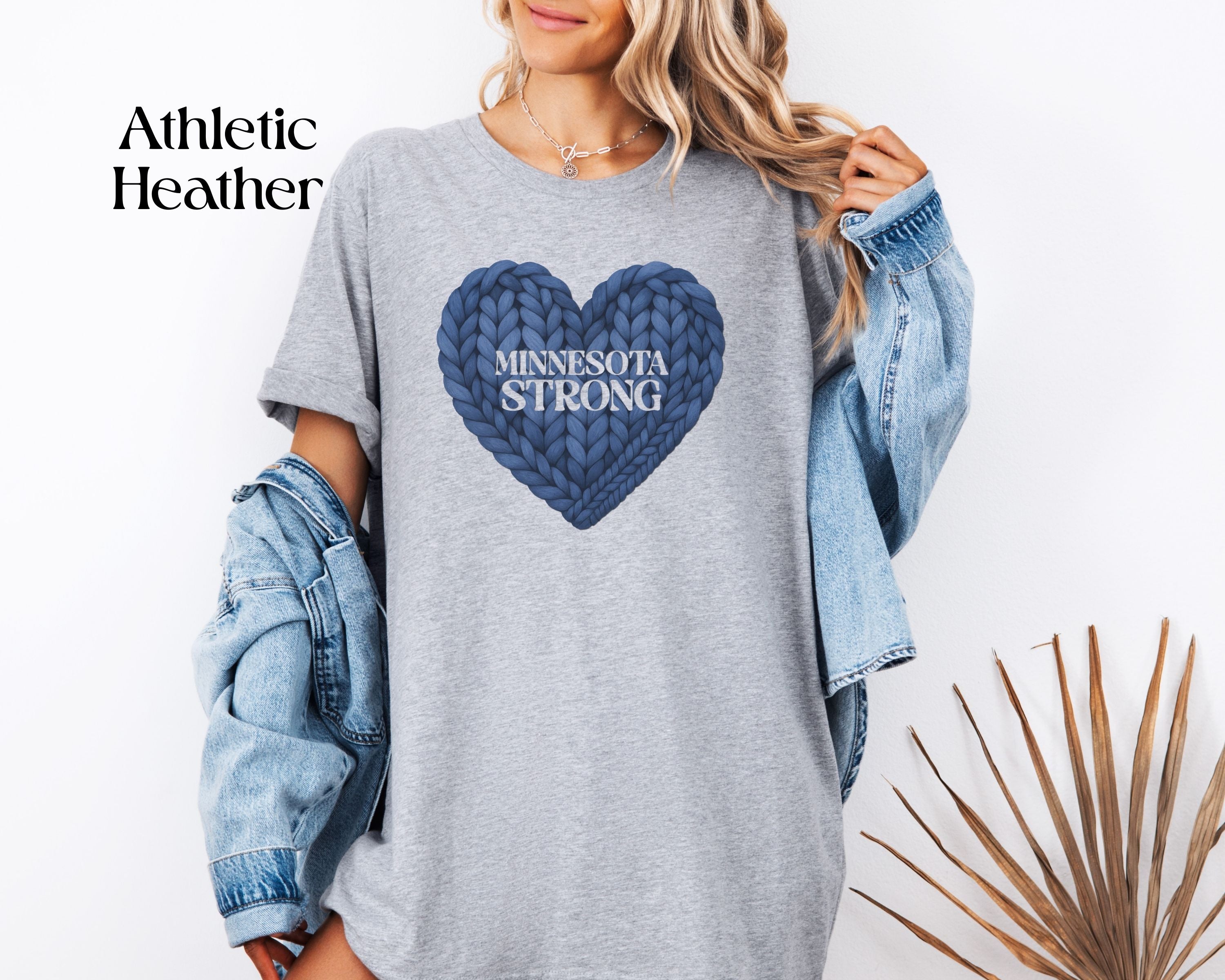 Minnesota Strong Knit Blue Heart T-Shirt | Heart Graphic Tee