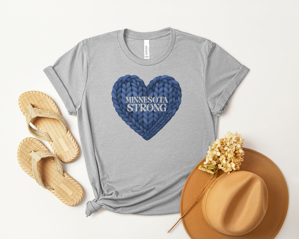 Minnesota Strong Knit Blue Heart T-Shirt | Heart Graphic Tee
