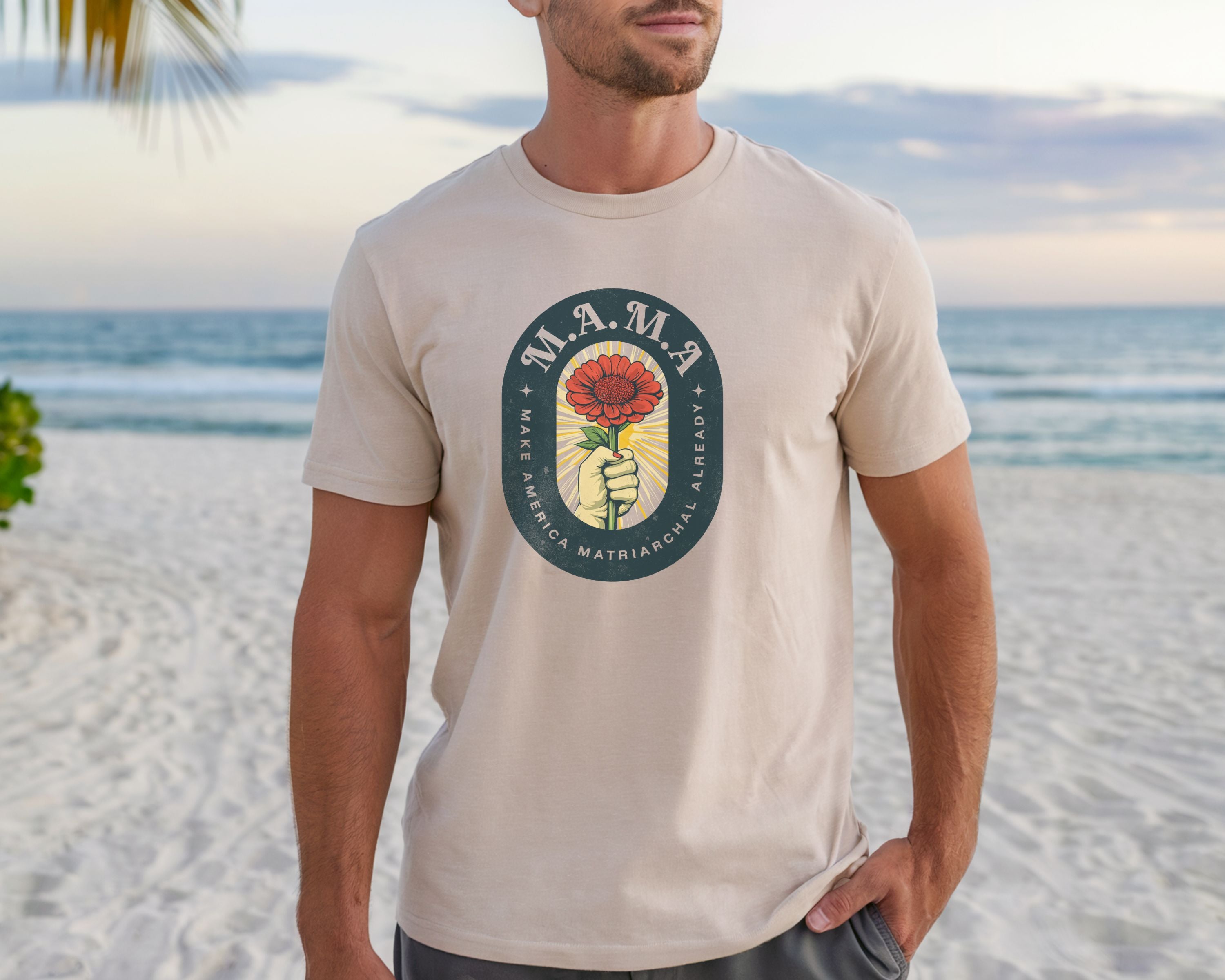 Mama Make America Matriarchal Already Flower T-Shirt — Vintage Rose Hand Graphic Tee