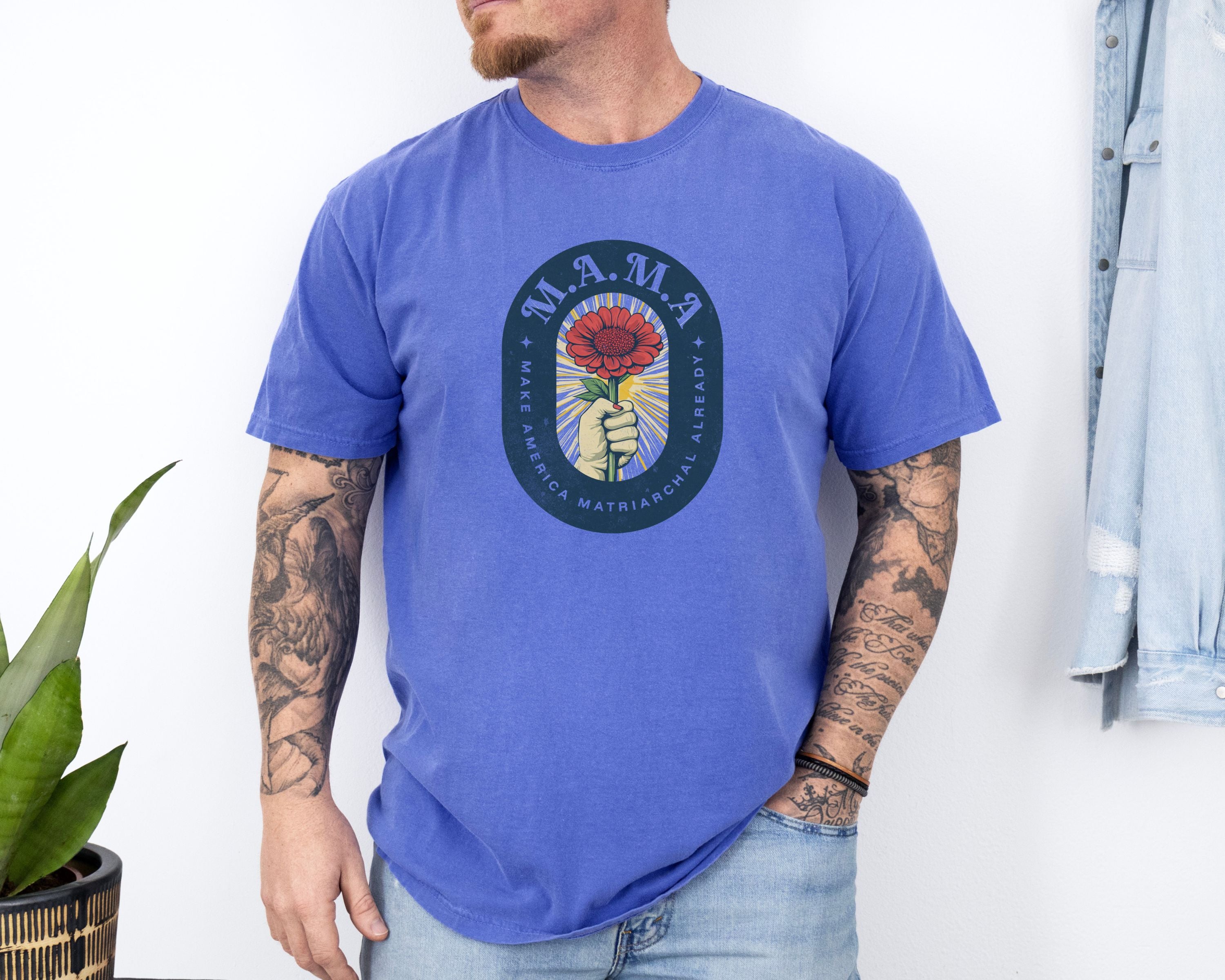 Mama Make America Matriarchal Already Flower T-Shirt — Vintage Rose Hand Graphic Tee