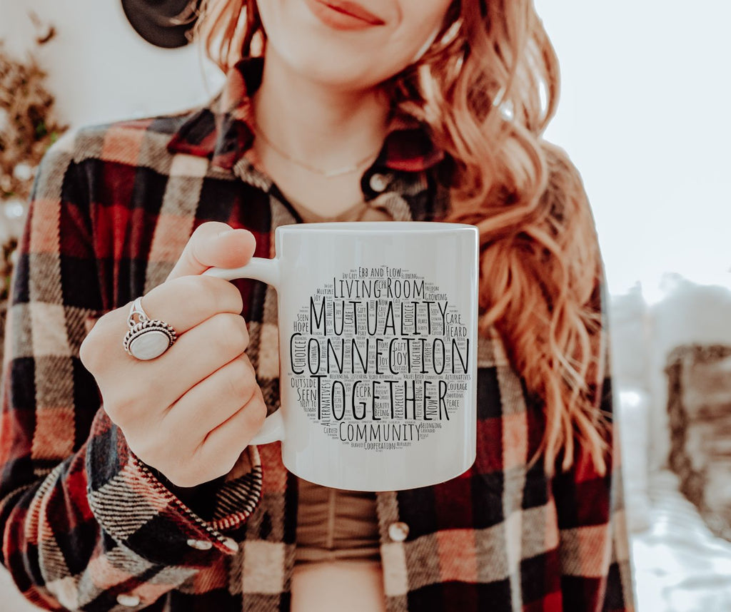 20oz Jumbo Mug — "We Play In The Grey" Social Connection Word-Cloud Coffee Cup
