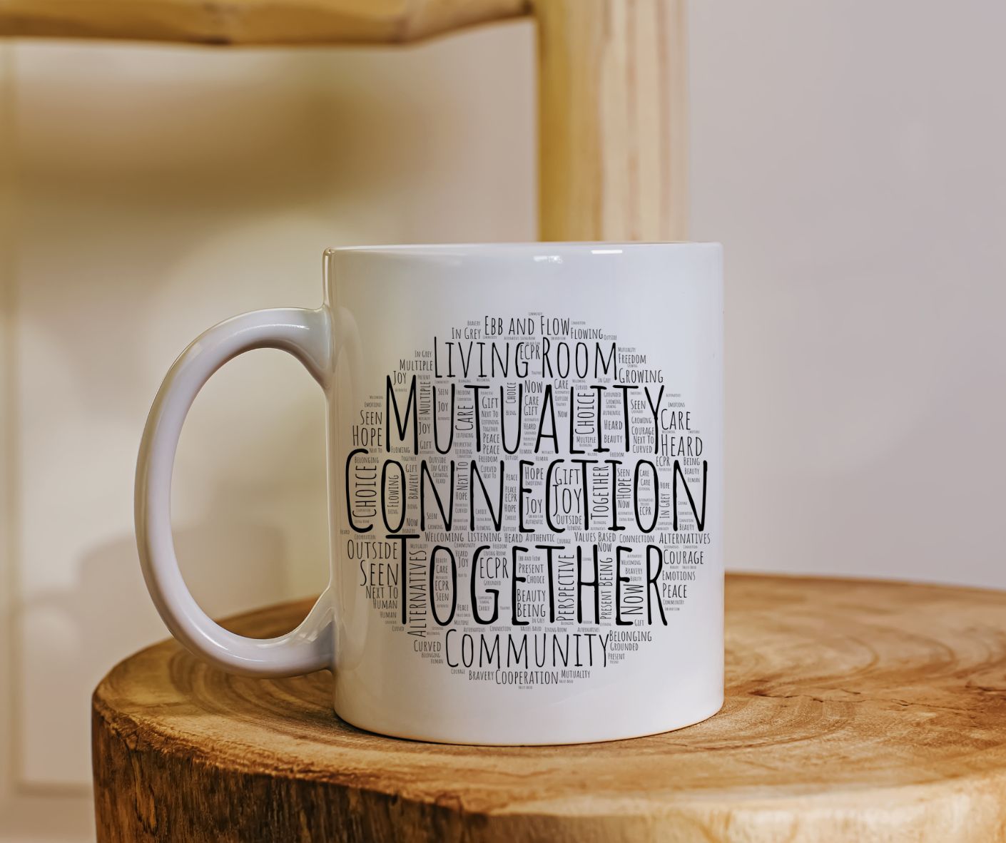 20oz Jumbo Mug — "We Play In The Grey" Social Connection Word-Cloud Coffee Cup