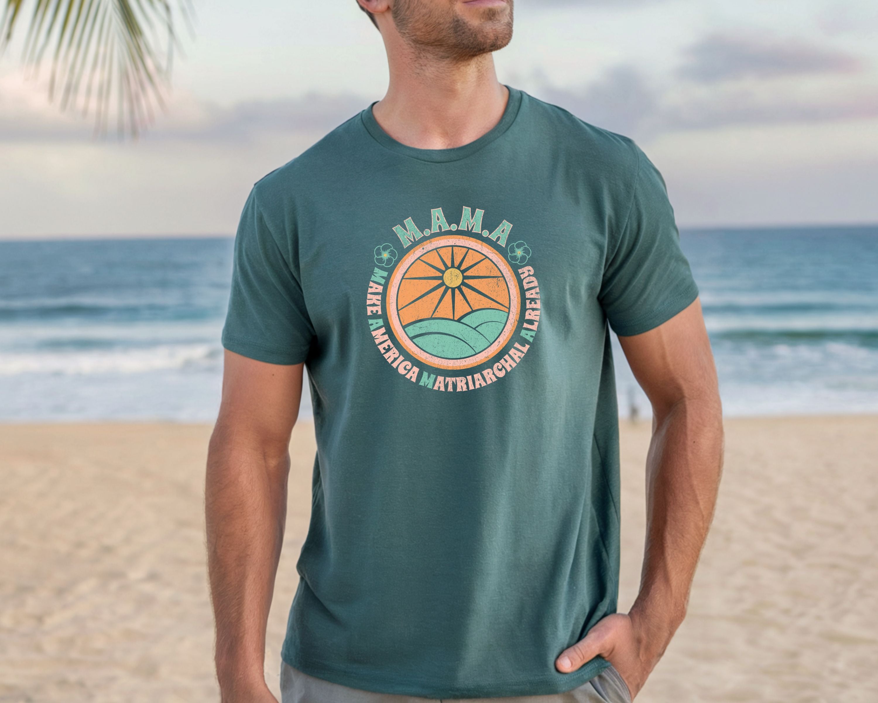 M.A.M.A 'Make America Matriarchal Already' T-Shirt — Retro Sun & Waves Feminist Tee